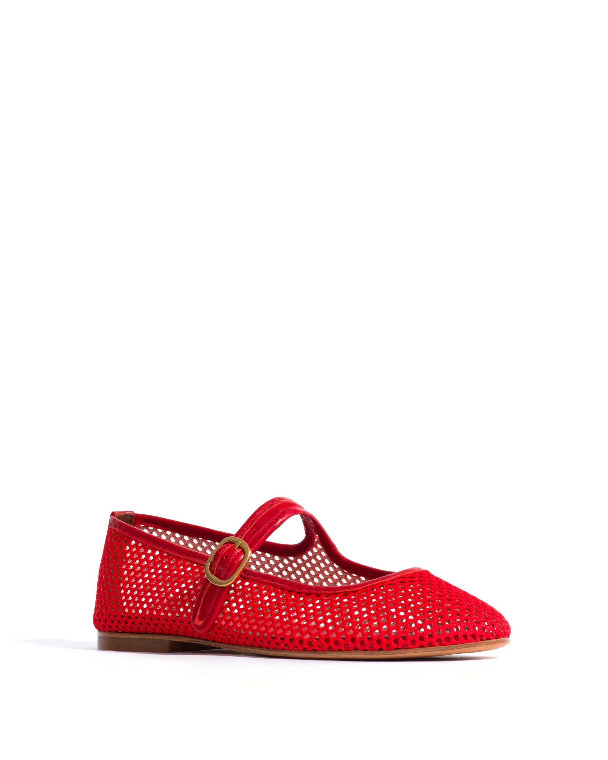 Lana netted mesh Shiny lamb & netted mesh Ruby red - Anonymous Copenhagen Flat-loafers & ballerinas & pumps