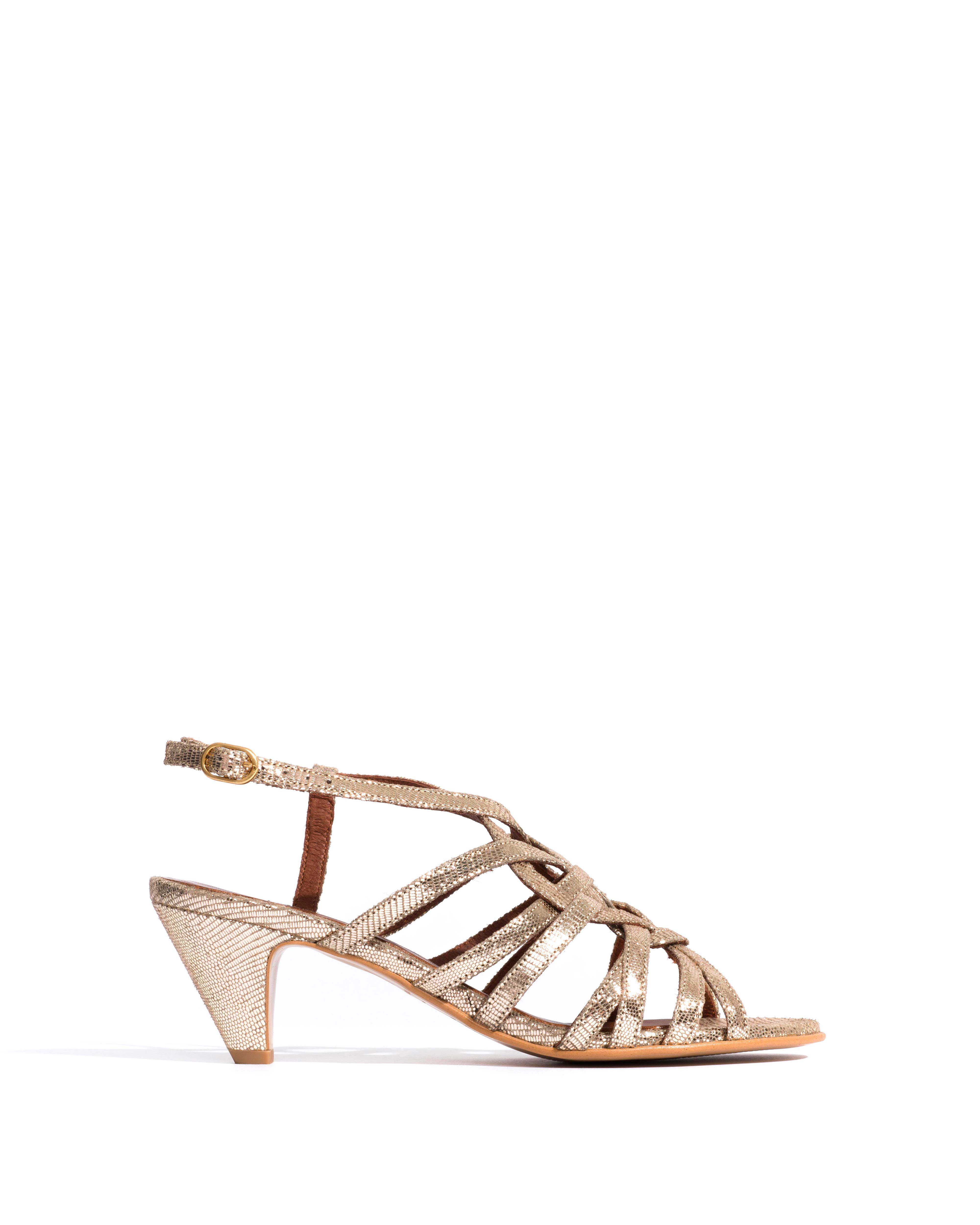 Vickey 50 stiletto Lizard metallic goat Vintage champagne