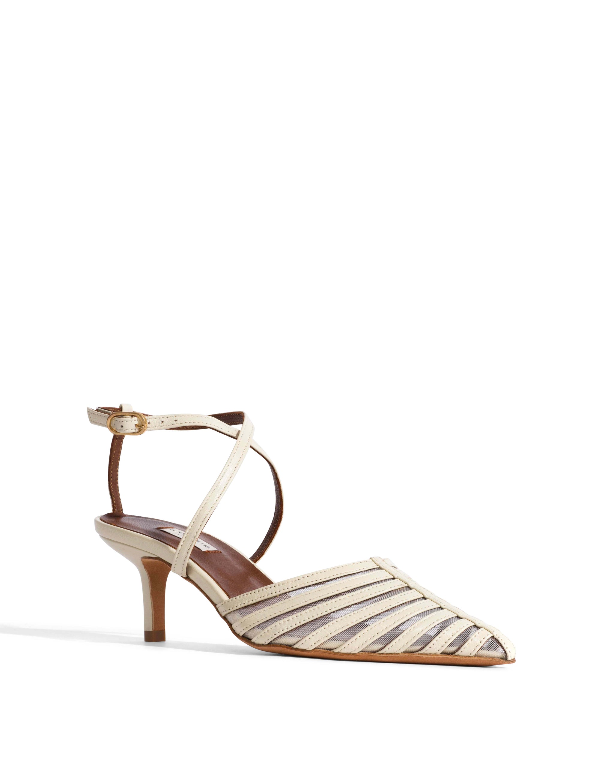Schila mesh Shiny lamb & mesh White sand - Anonymous Copenhagen Heels