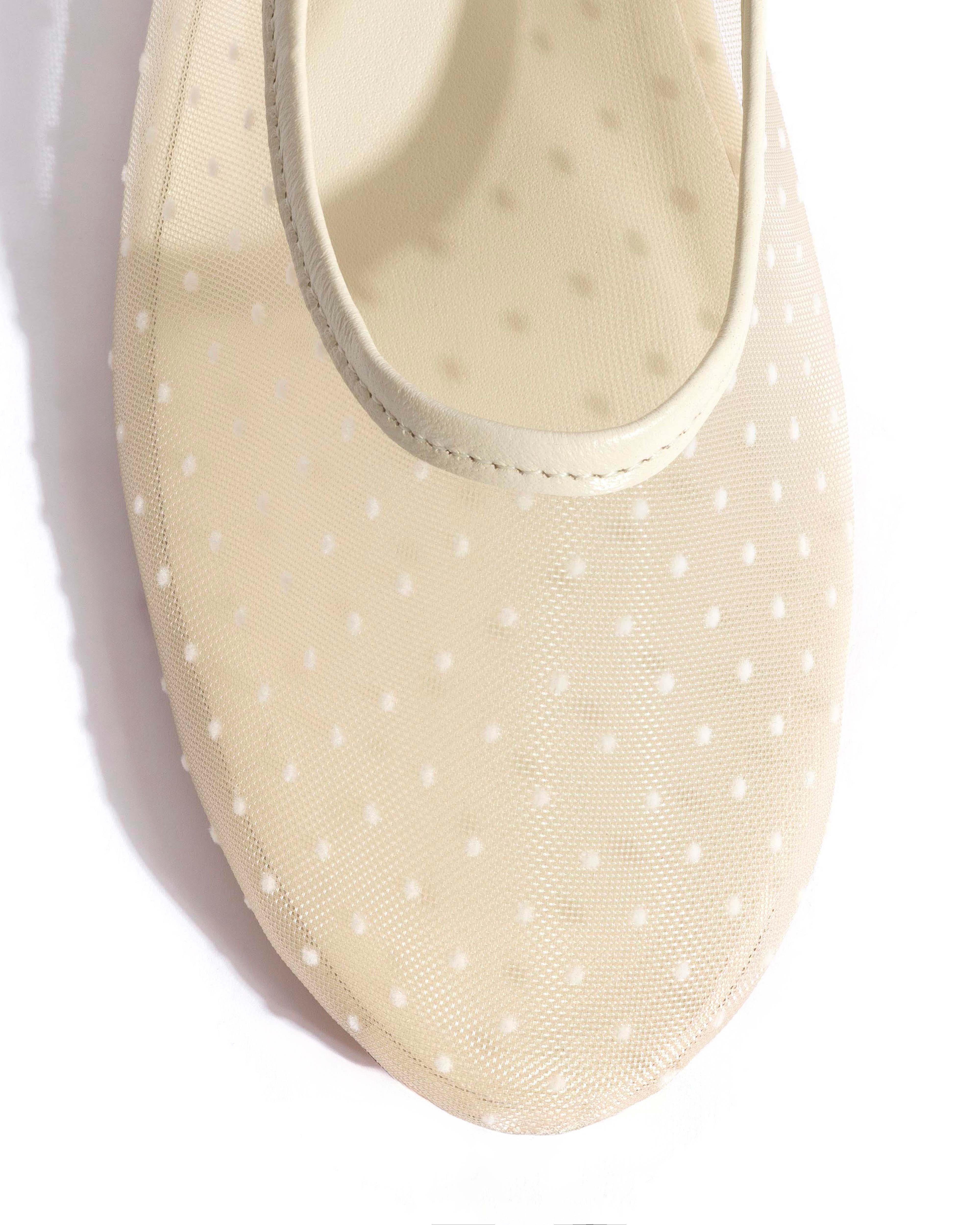 Sacha mesh Shiny lamb & dot velvet mesh White sand