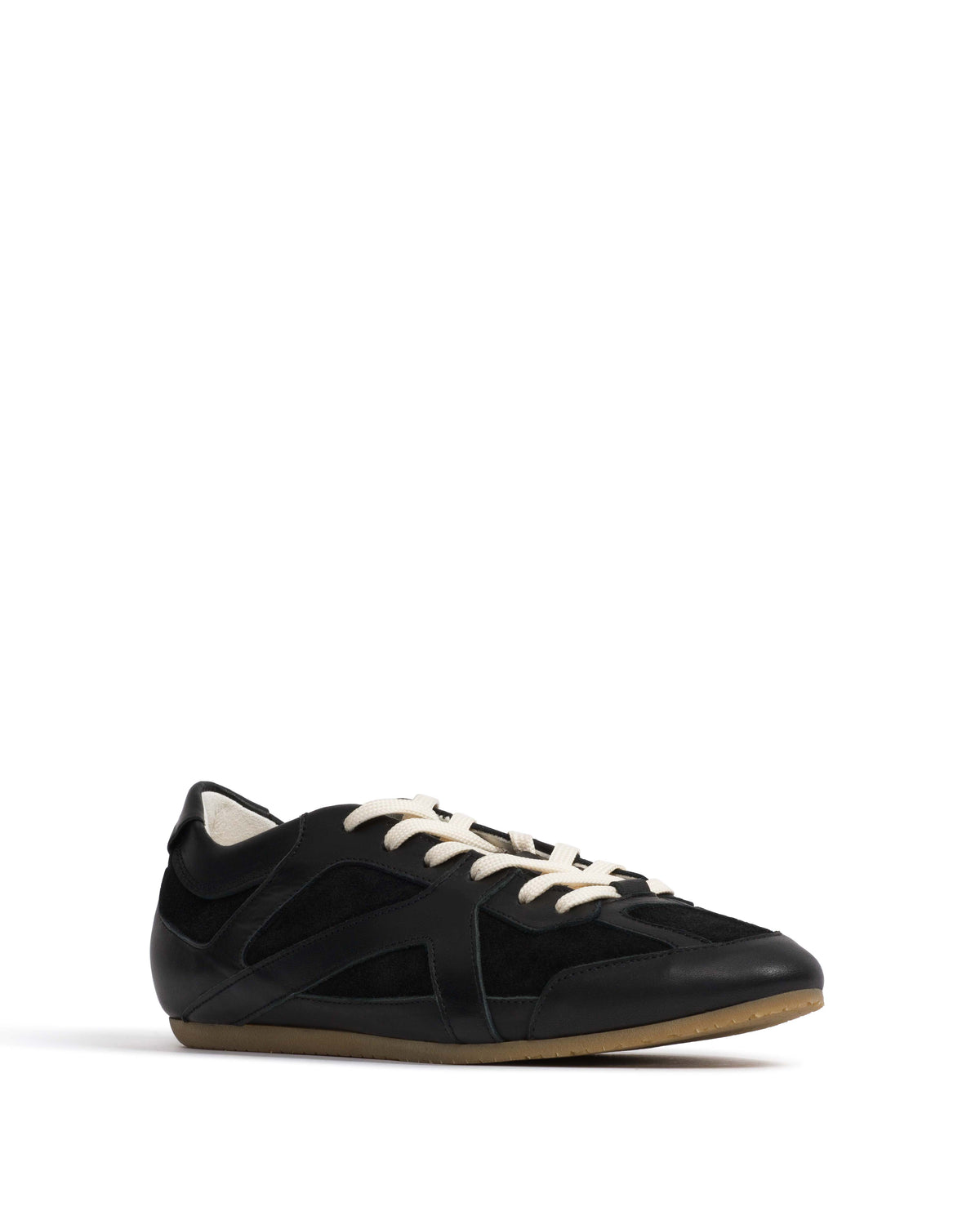 Sneakerina Shiny lamb & suede leather Black