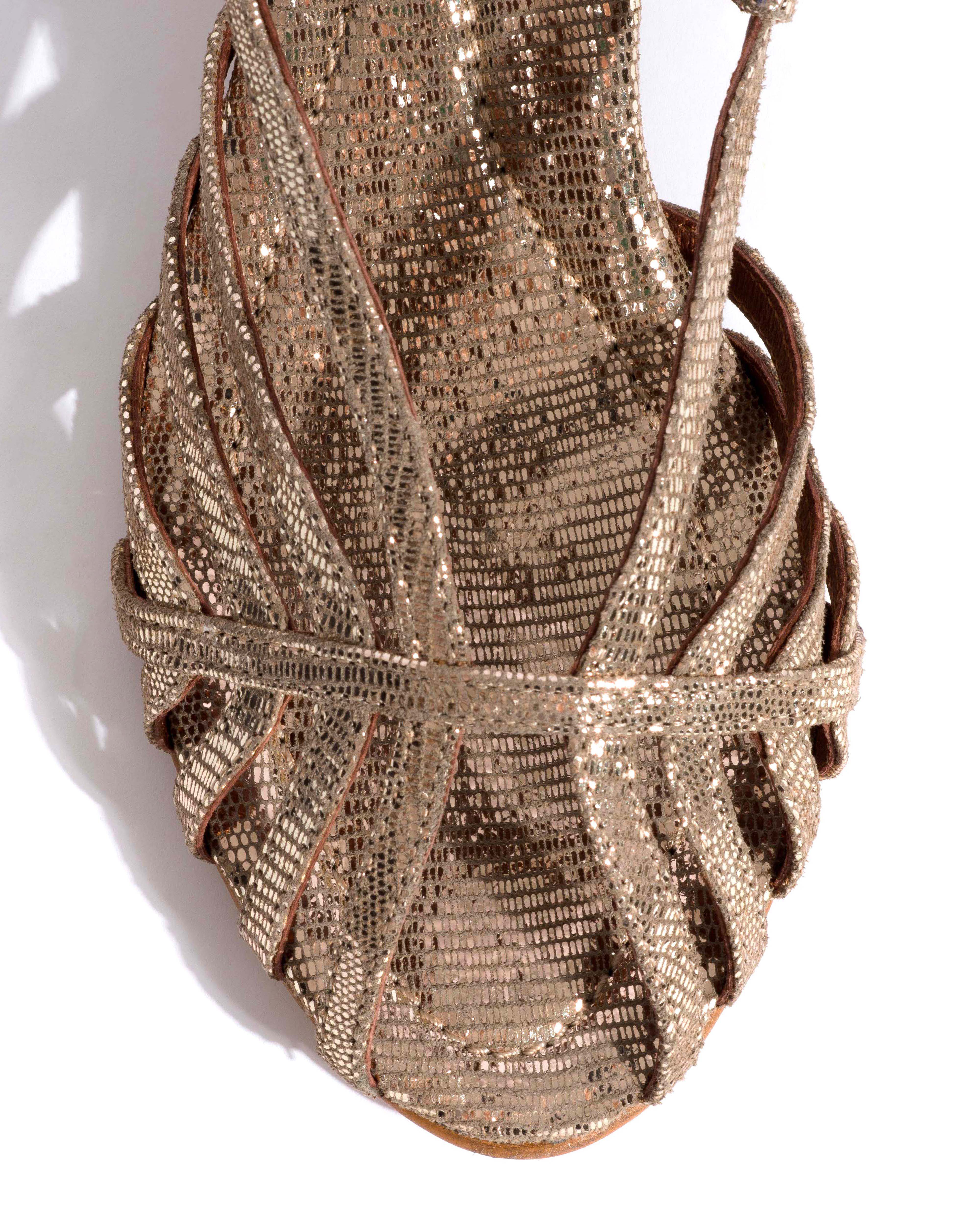 Briddie 50 Lizard metallic goat Vintage champagne