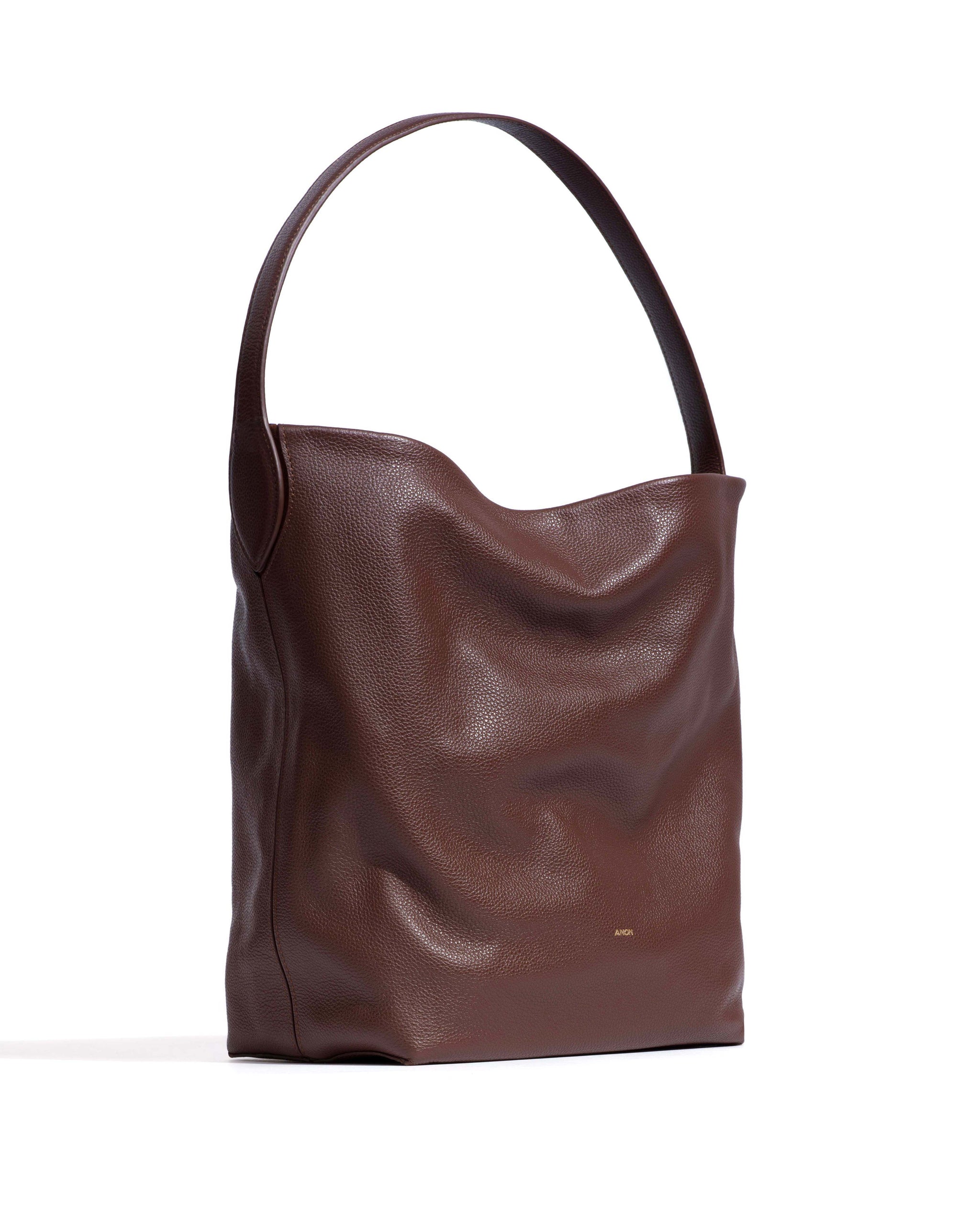 Versa slouchy everyday bag Pebbled soft calf Chocolate