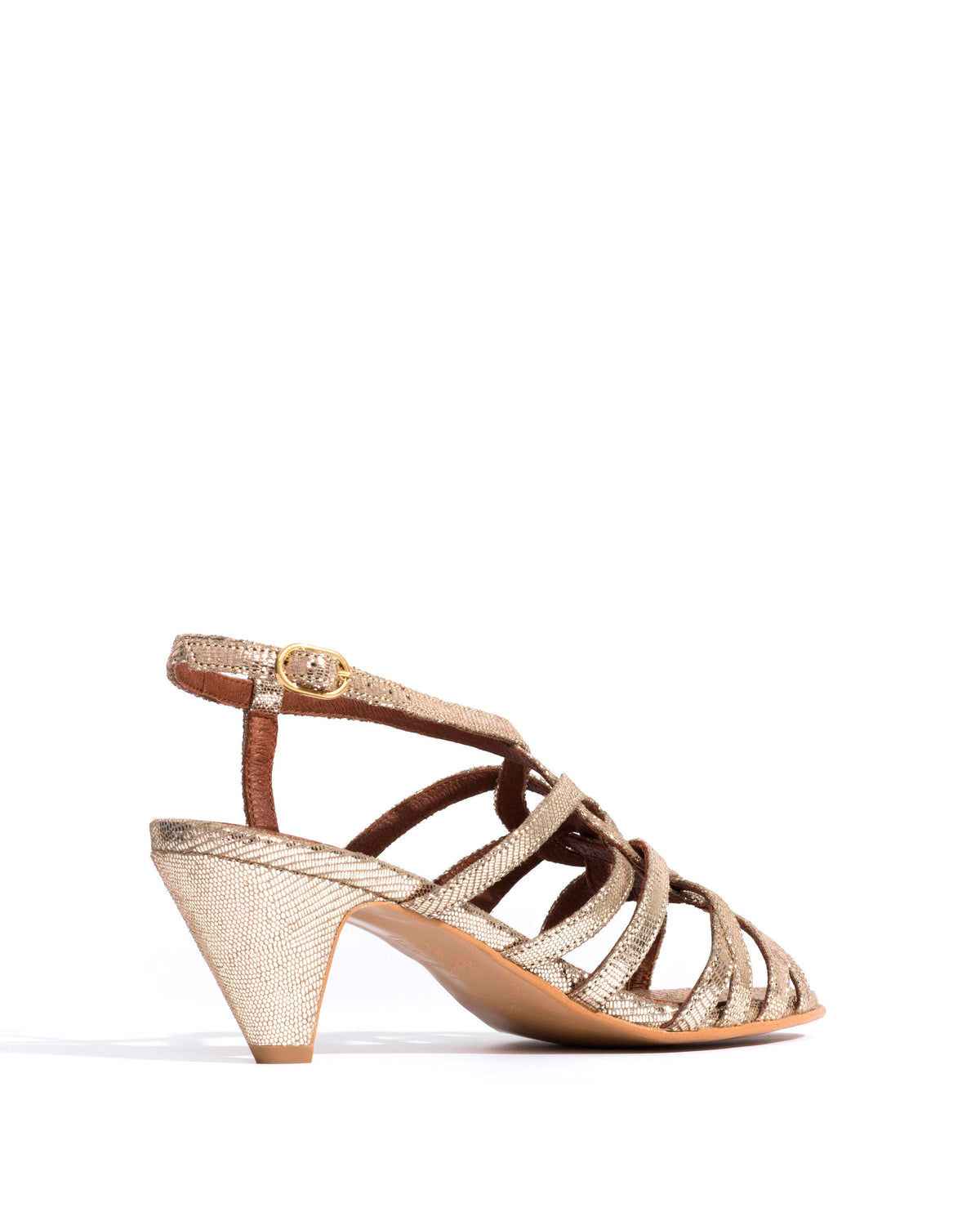 Vickey 50 stiletto Lizard metallic goat Vintage champagne