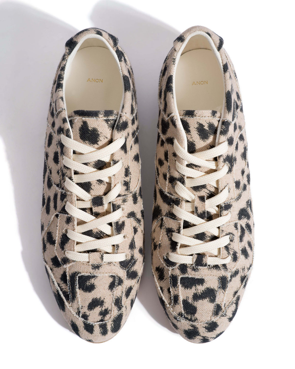 Sneakerina Natural cotton-linen Leopard