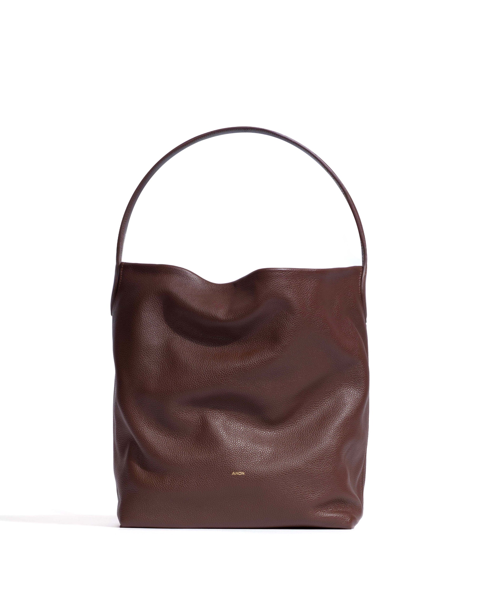 Versa slouchy everyday bag Pebbled soft calf Chocolate