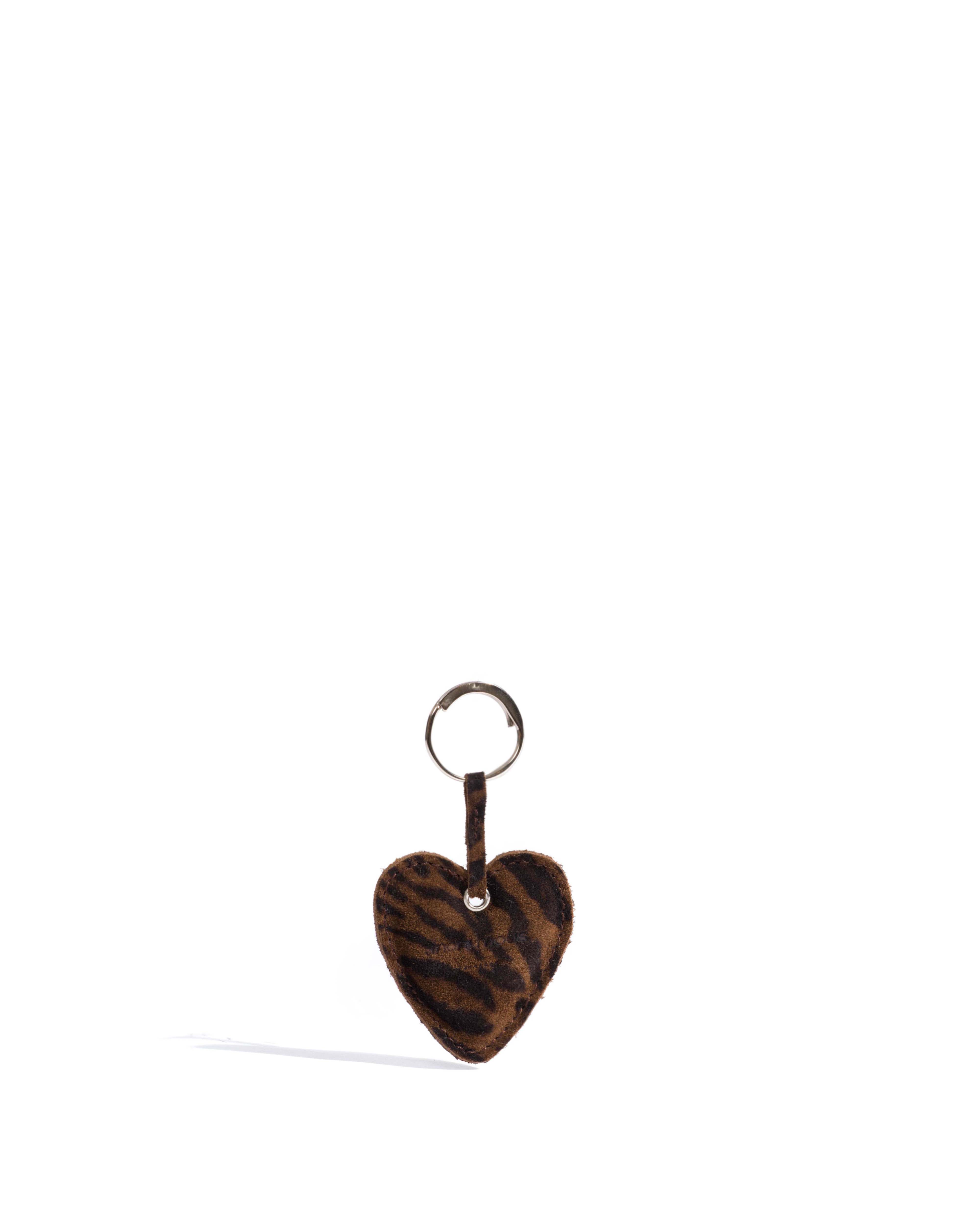 Heart keyring Calf suede print Jaguar
