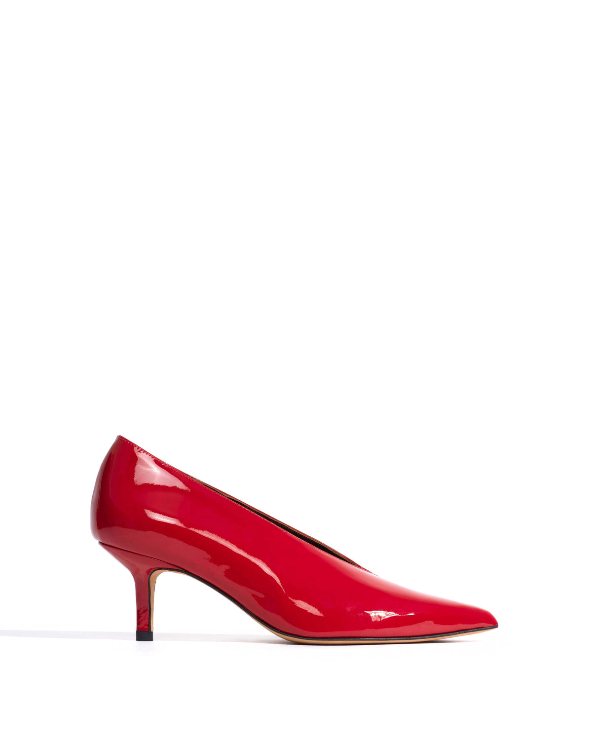 Phia 55 pin Polished soft calf Ruby red