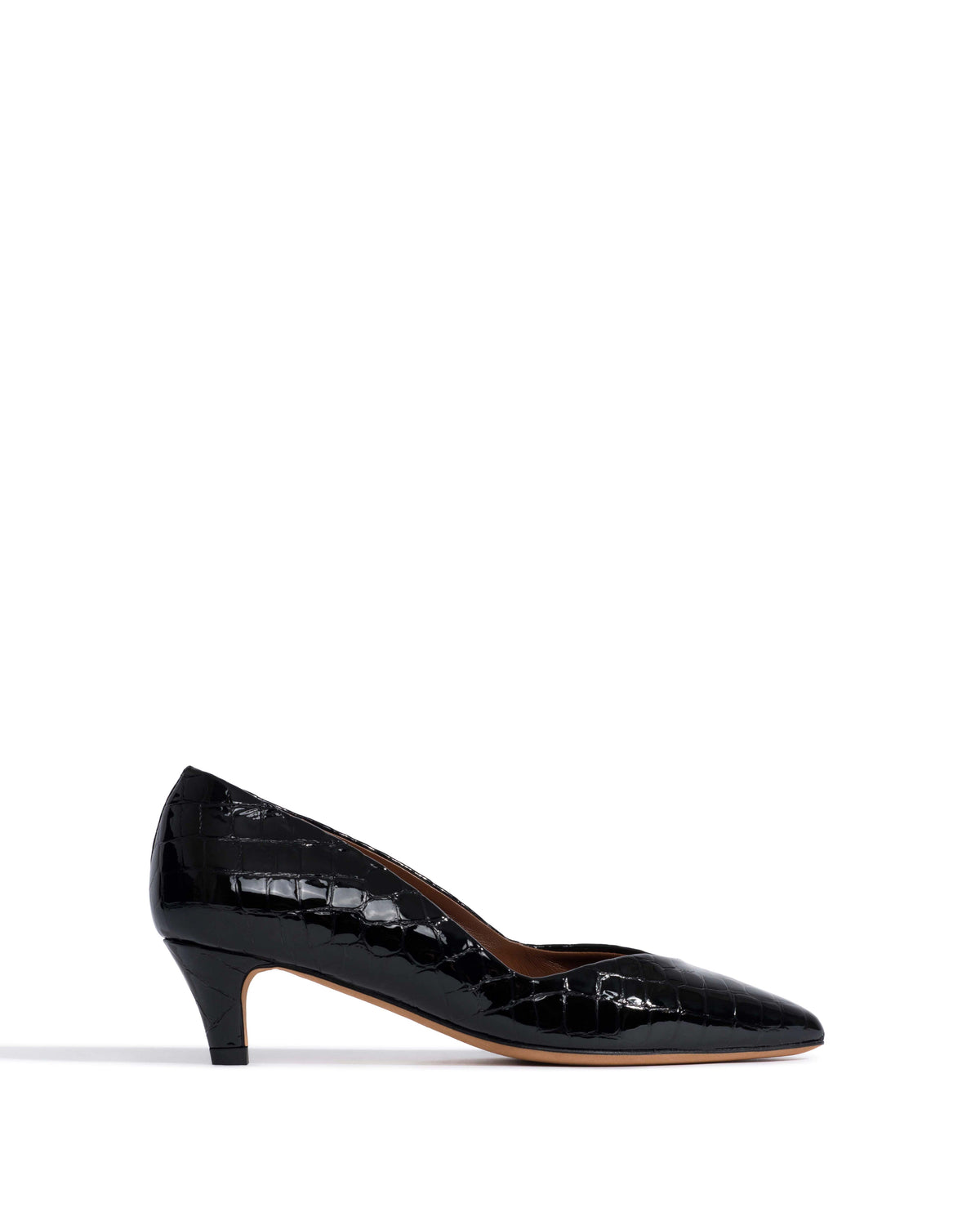 Trini 40 stiletto Polished croco calf Black