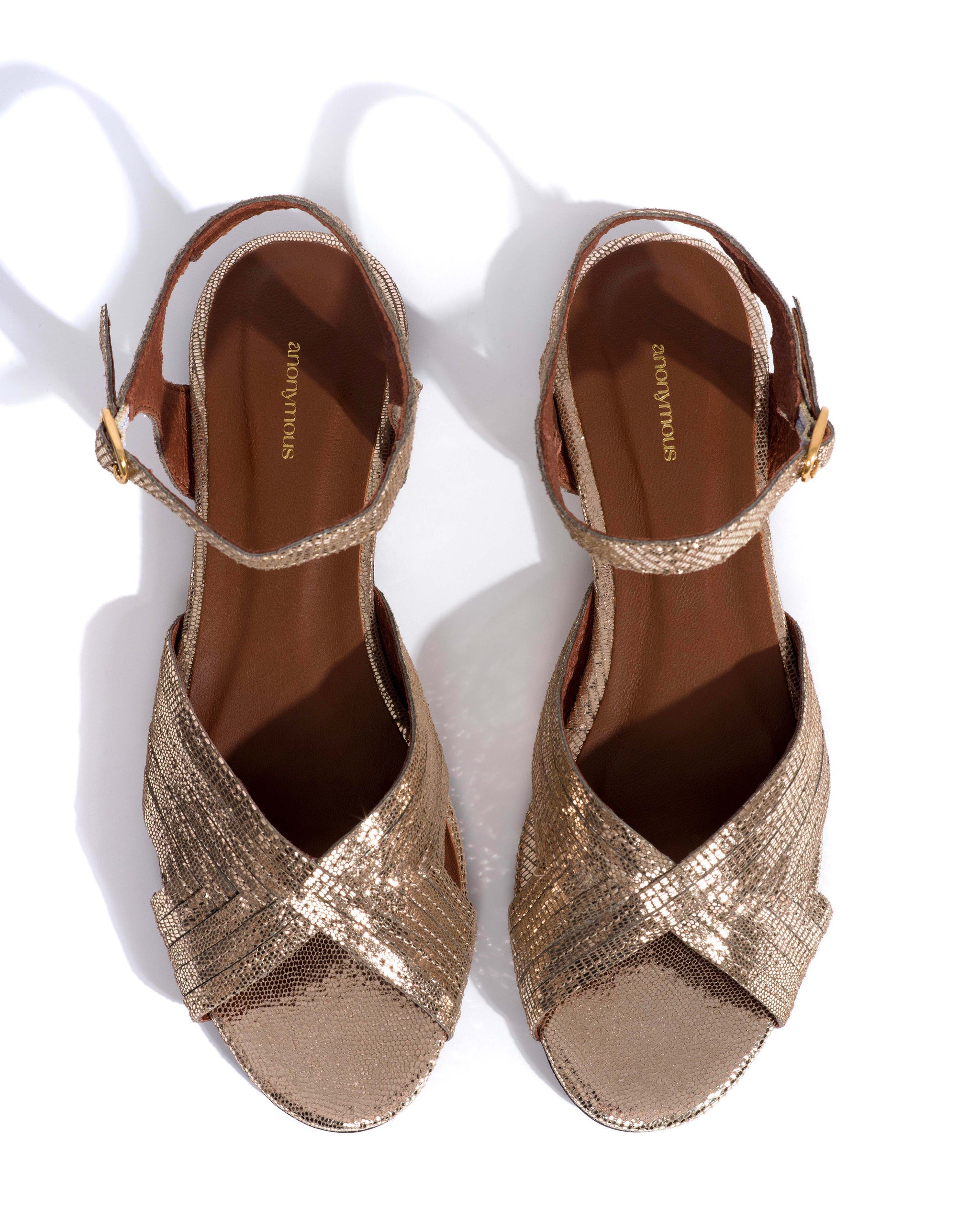Niabi 10 Lizard metallic goat Vintage champagne - Anonymous Copenhagen Flat sandals
