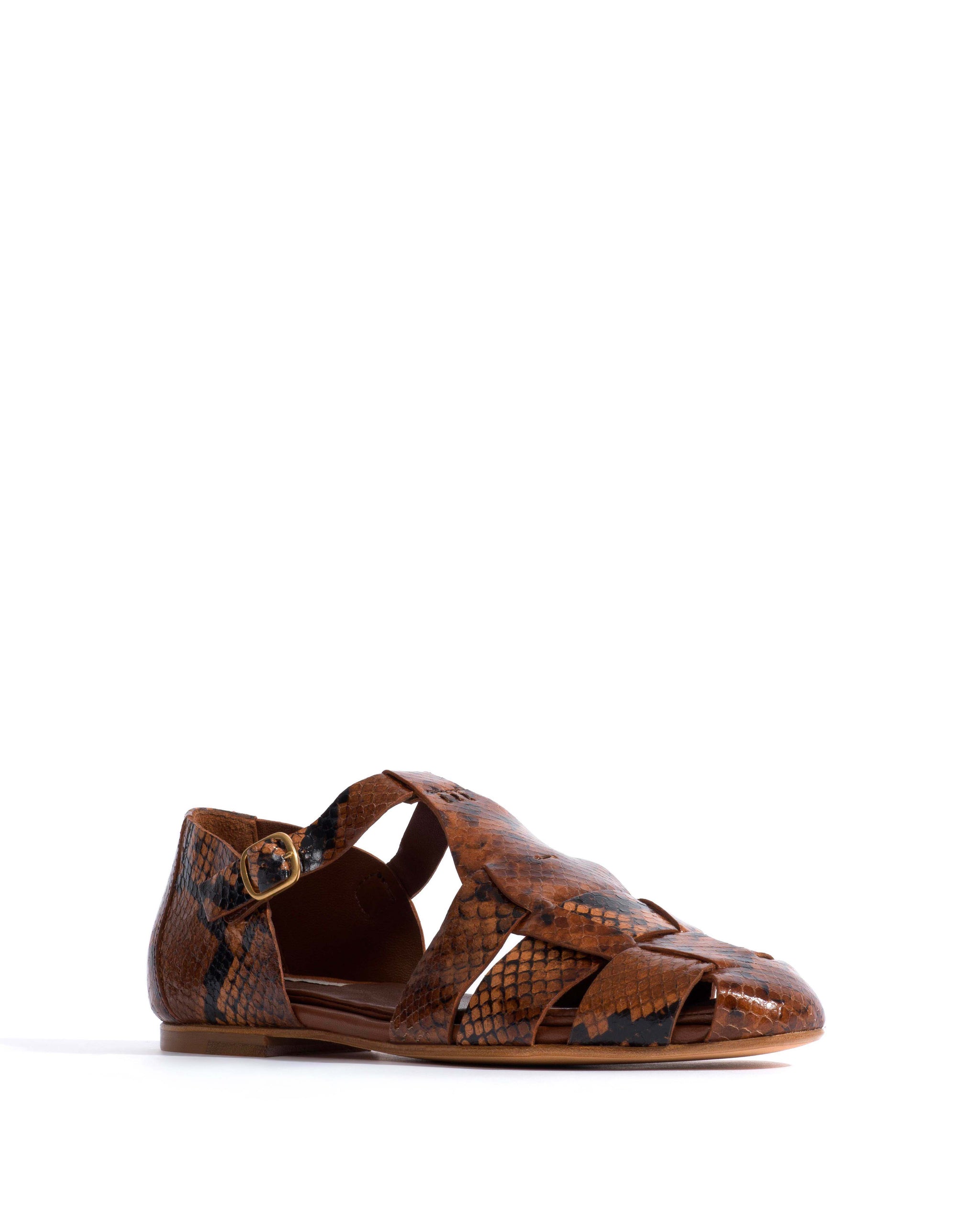 Lain flats Snake calf Hazelnut - Anonymous Copenhagen Shoes