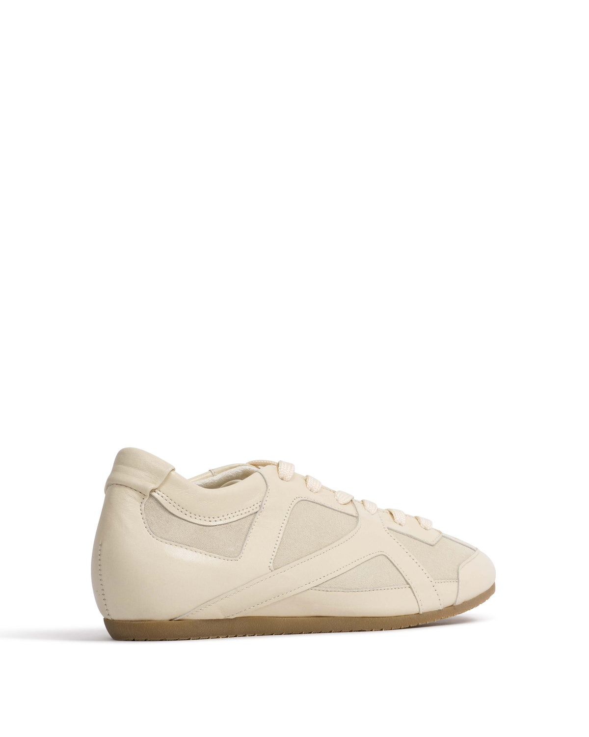 Sneakerina Shiny lamb & suede leather White sand & antique white