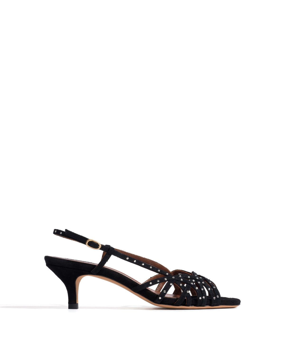 Scarlett 50 kitten crystals Calf suede Black