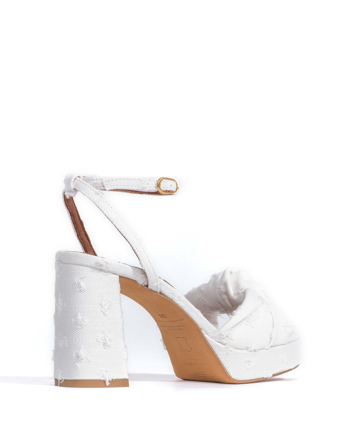 Aliza 85 platform Denim Distressed washed white