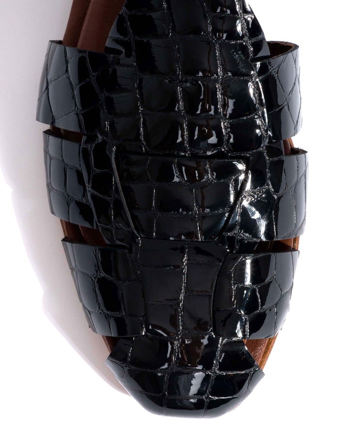 Lain flats Polished croco calf Black– Anonymous Copenhagen DK