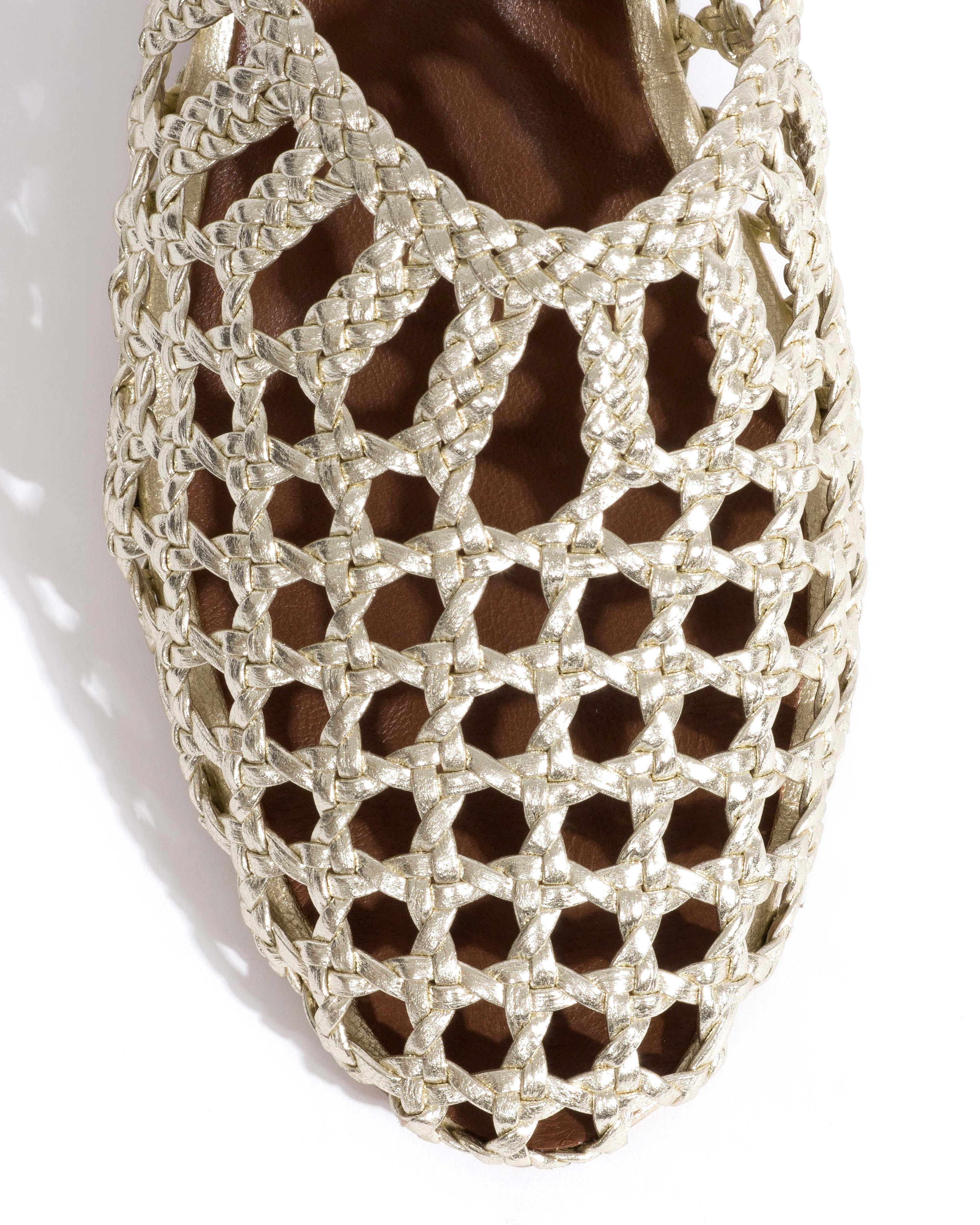 Sabrina 40 hand-braided leather Champagne