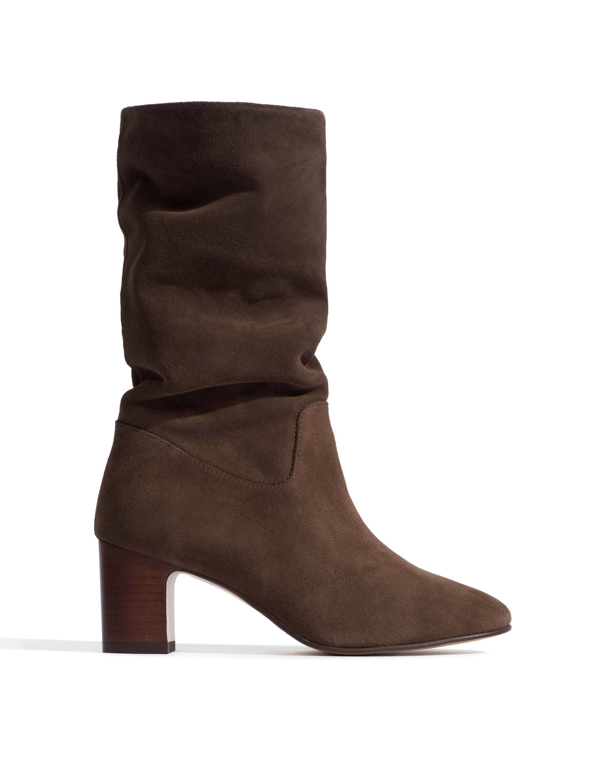 Cacha 55 stacked Calf suede Coffee brown