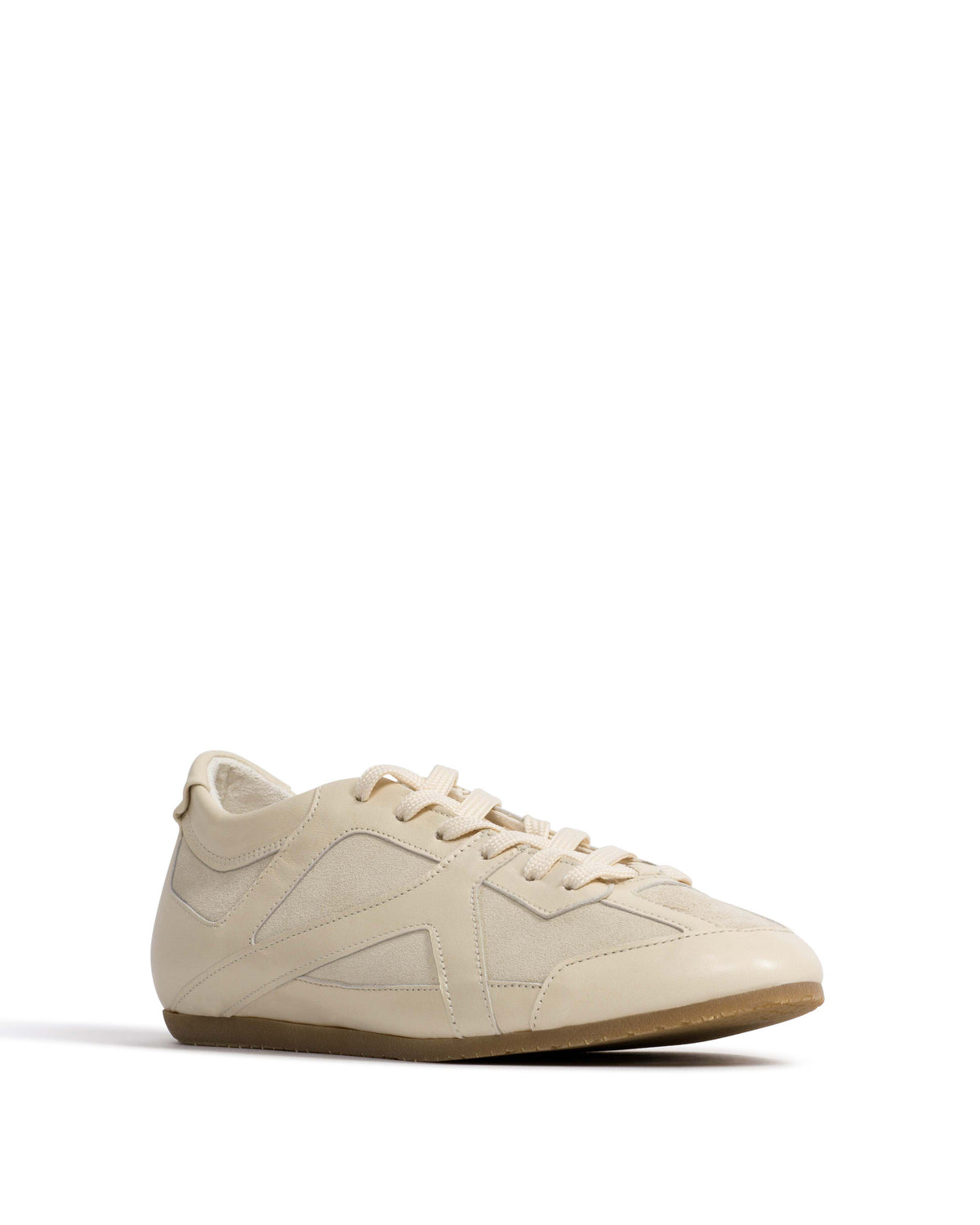 Sneakerina Shiny lamb & suede leather White sand & antique white