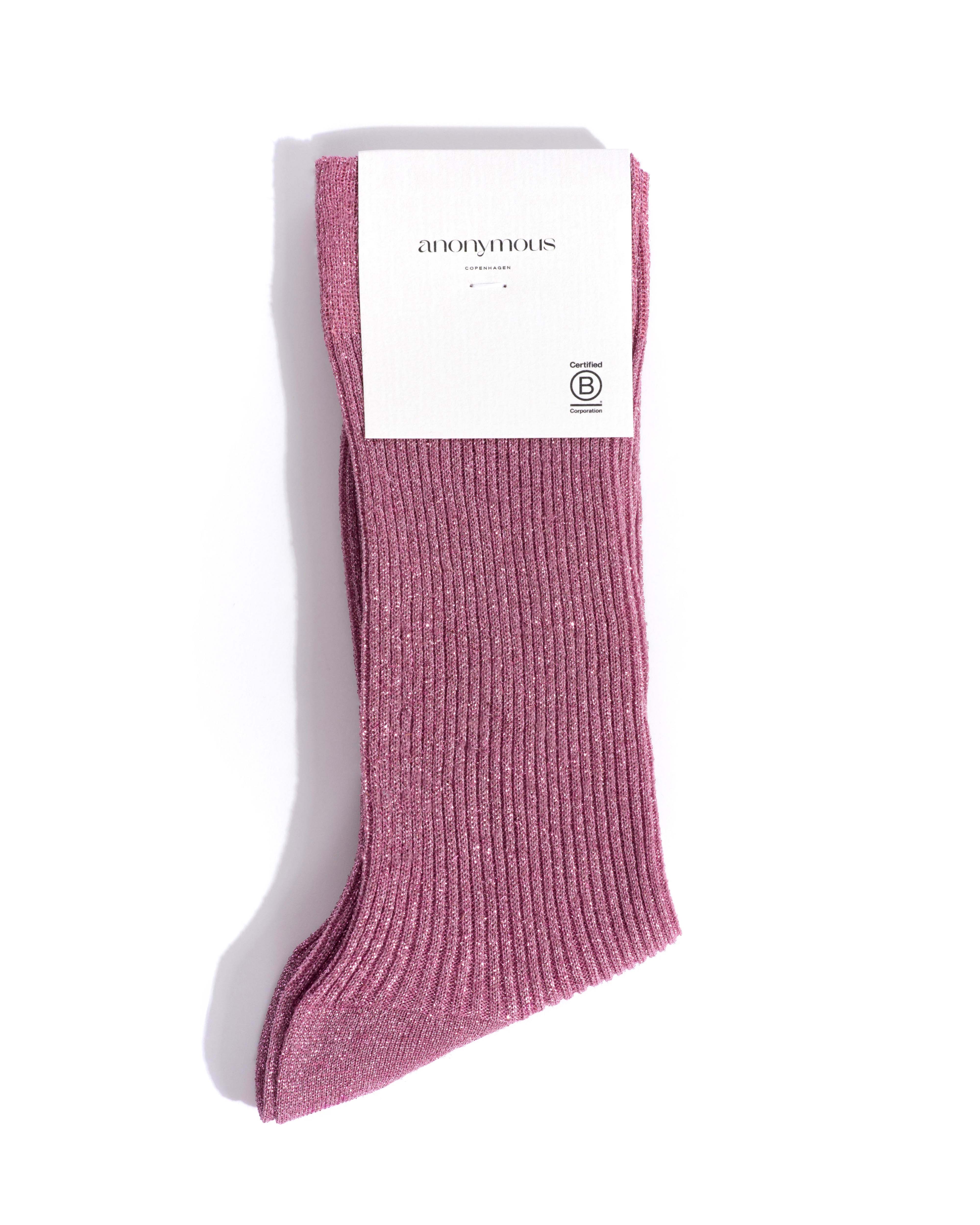 Noa glitter socks 52% nylon 48% polyester Burned rose