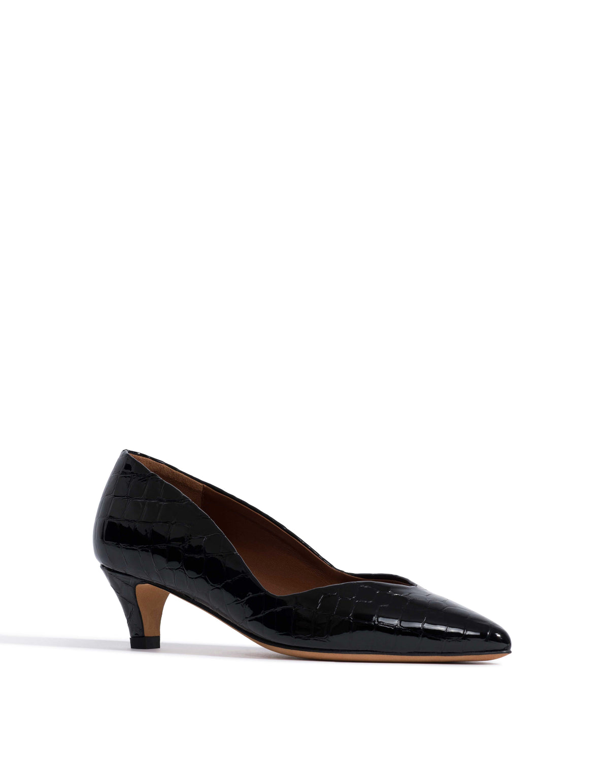 Trini 40 stiletto Polished croco calf Black