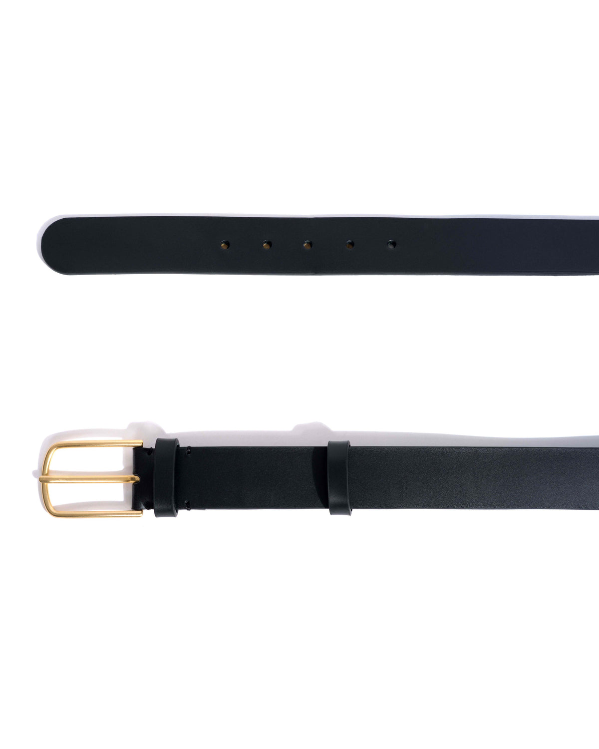 Whane simple unisex leather belt Vegetal soft calf & metal Black & gold buckle