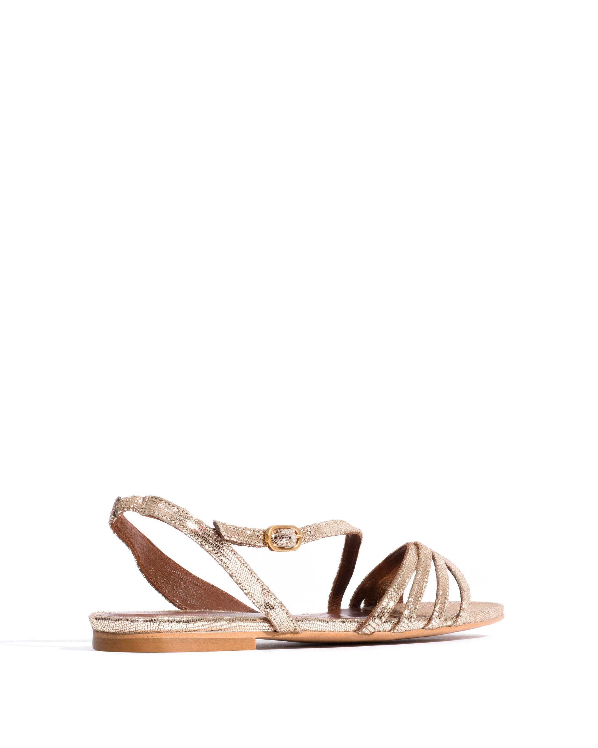 Naia 10 Lizard metallic goat Vintage champagne - Anonymous Copenhagen Flat sandals