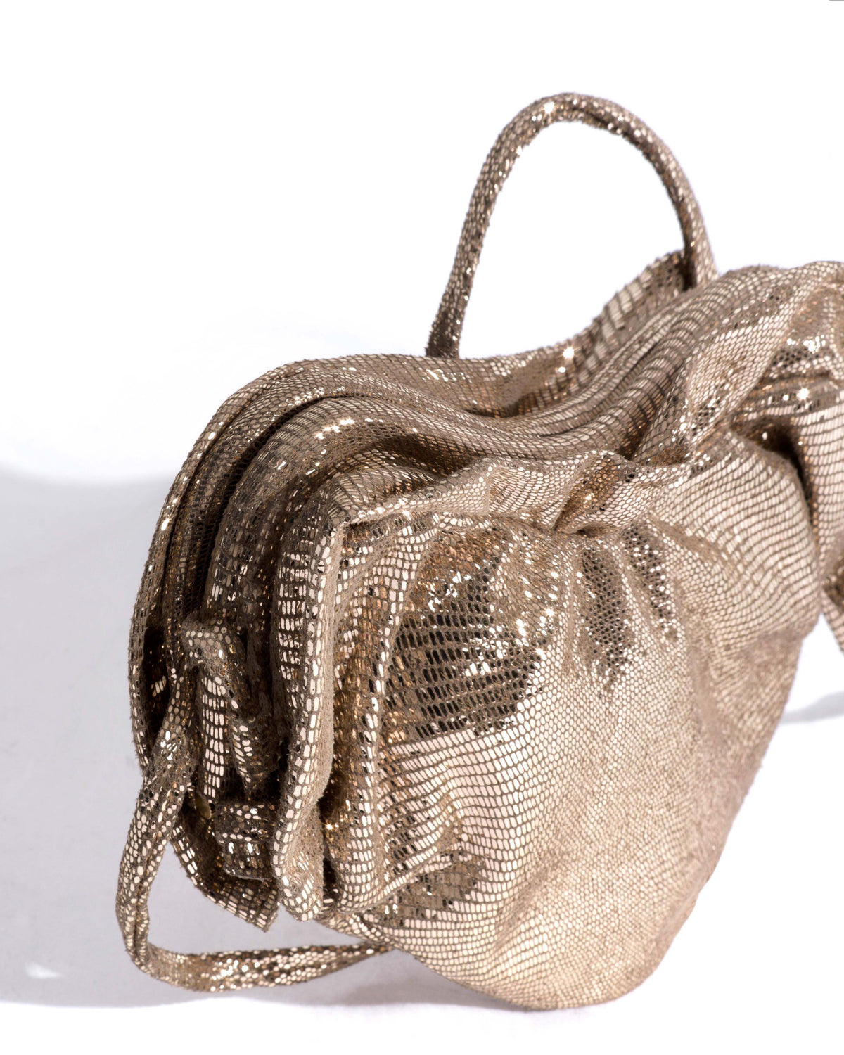 Zally petite heart bag Lizard metallic goat Vintage champagne
