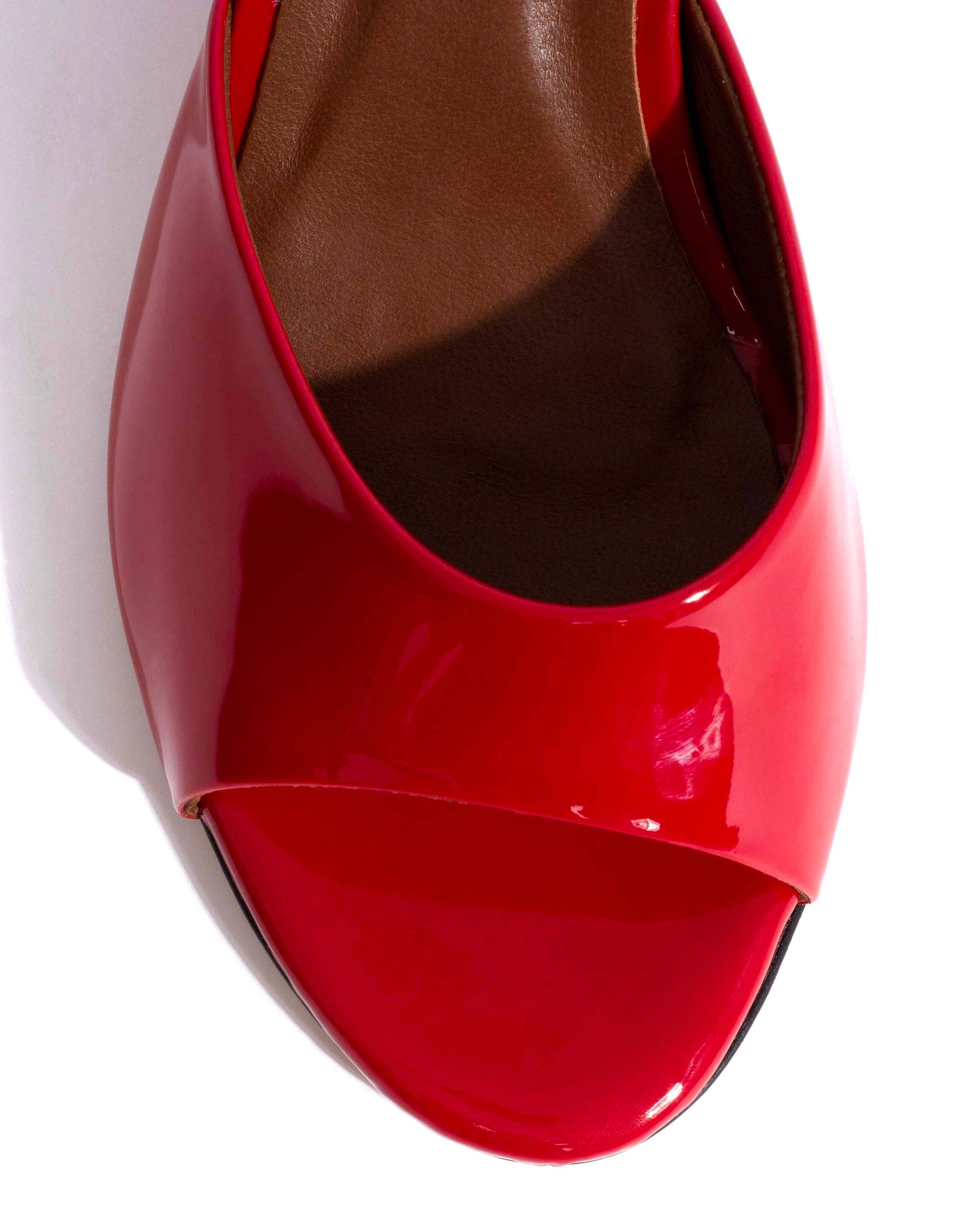 Gwen 75 wedge Polished soft calf Ruby red– Anonymous Copenhagen DK