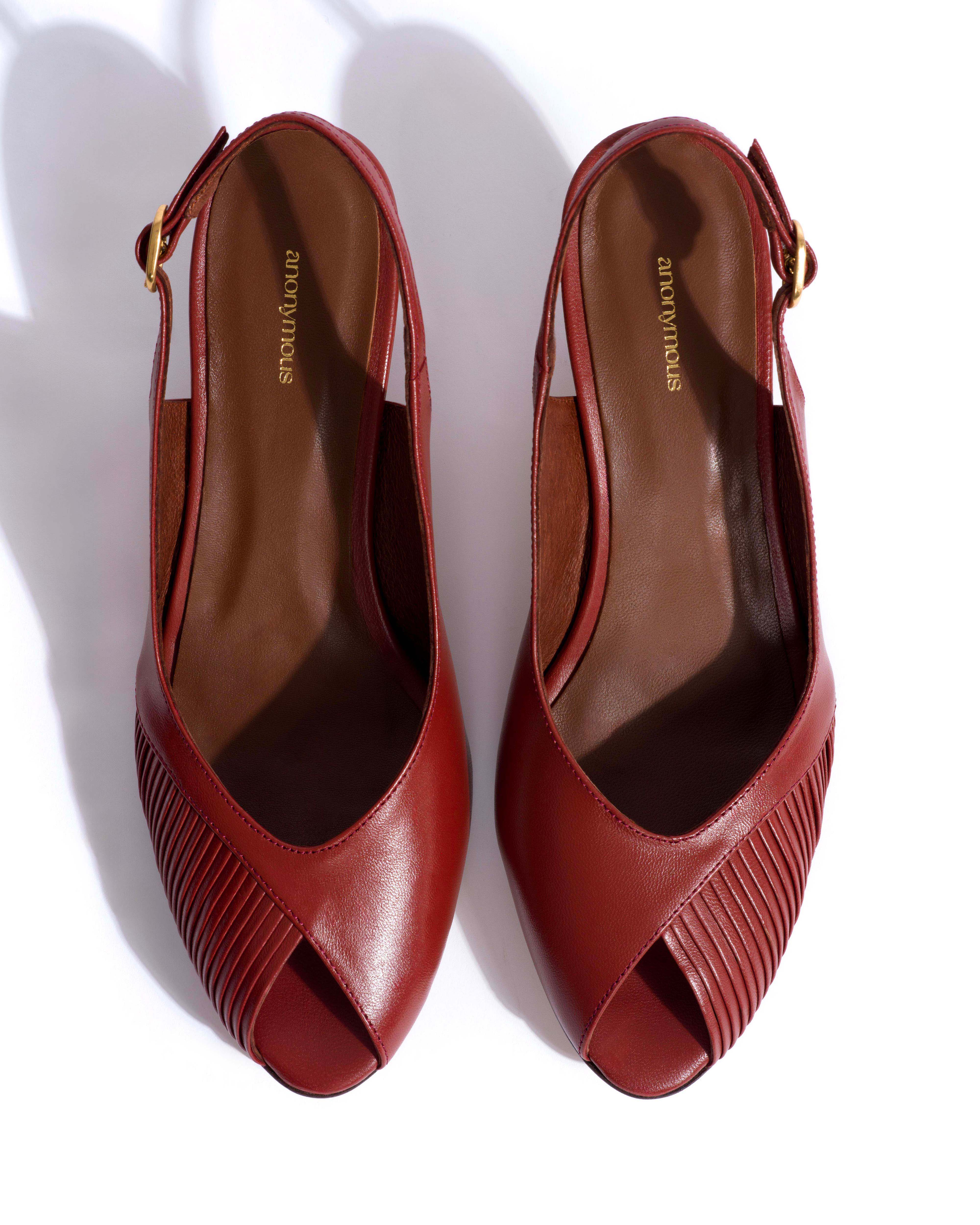 Cassandra 50 stiletto Shiny lamb Terracotta