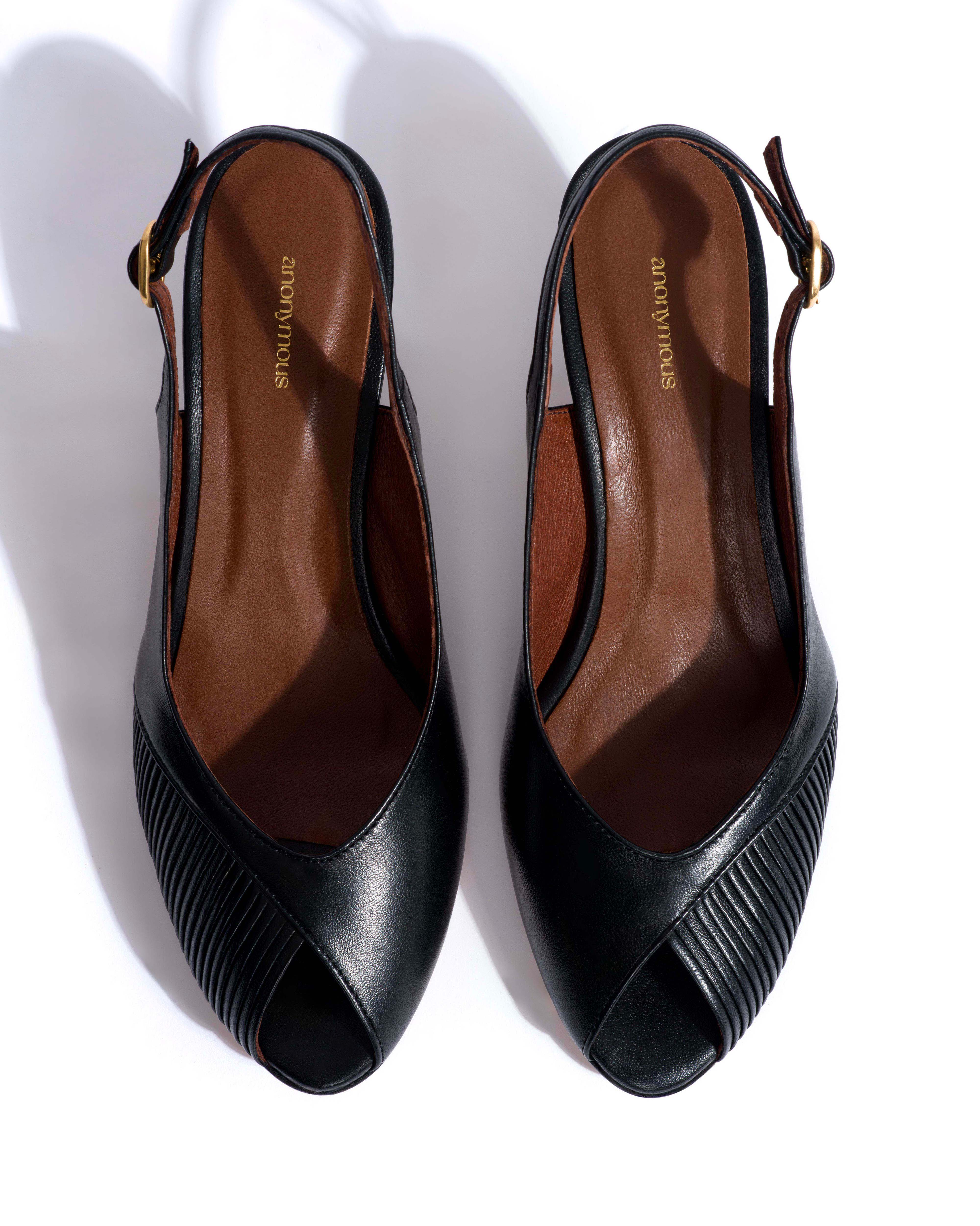 Cassandra 50 stiletto Shiny lamb Black