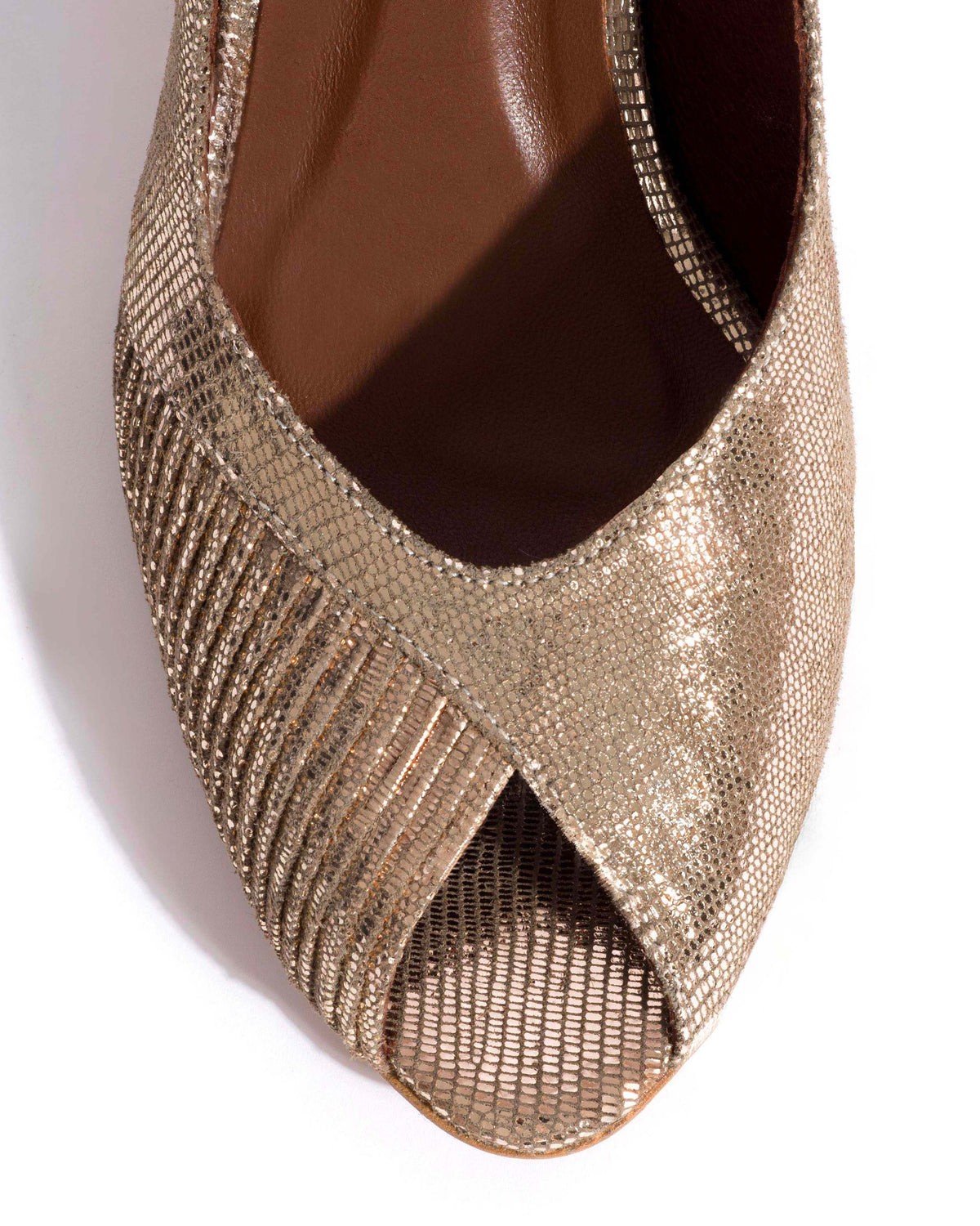 Cassandra 50 stiletto Lizard metallic goat Vintage champagne
