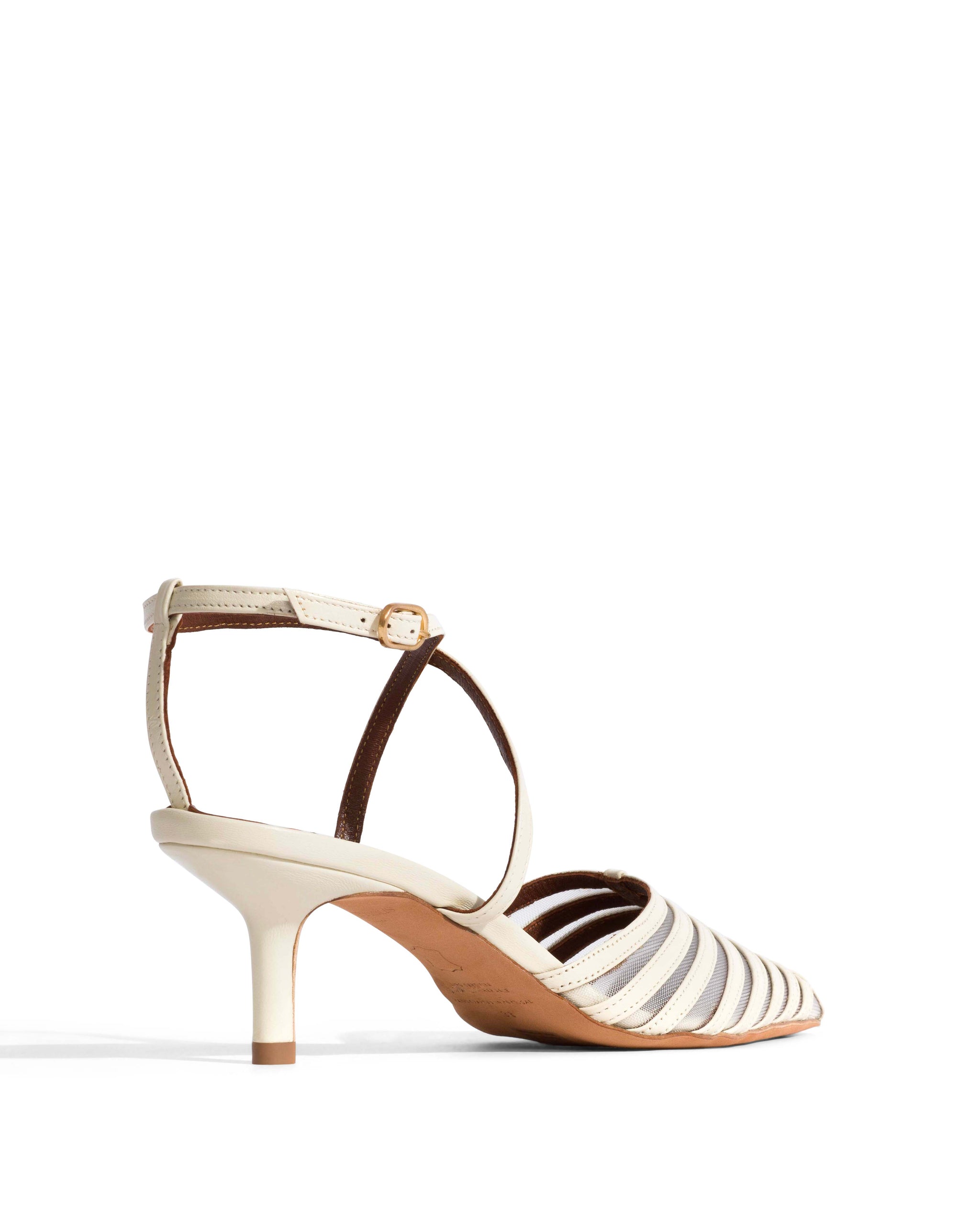 Schila mesh Shiny lamb & mesh White sand - Anonymous Copenhagen Heels