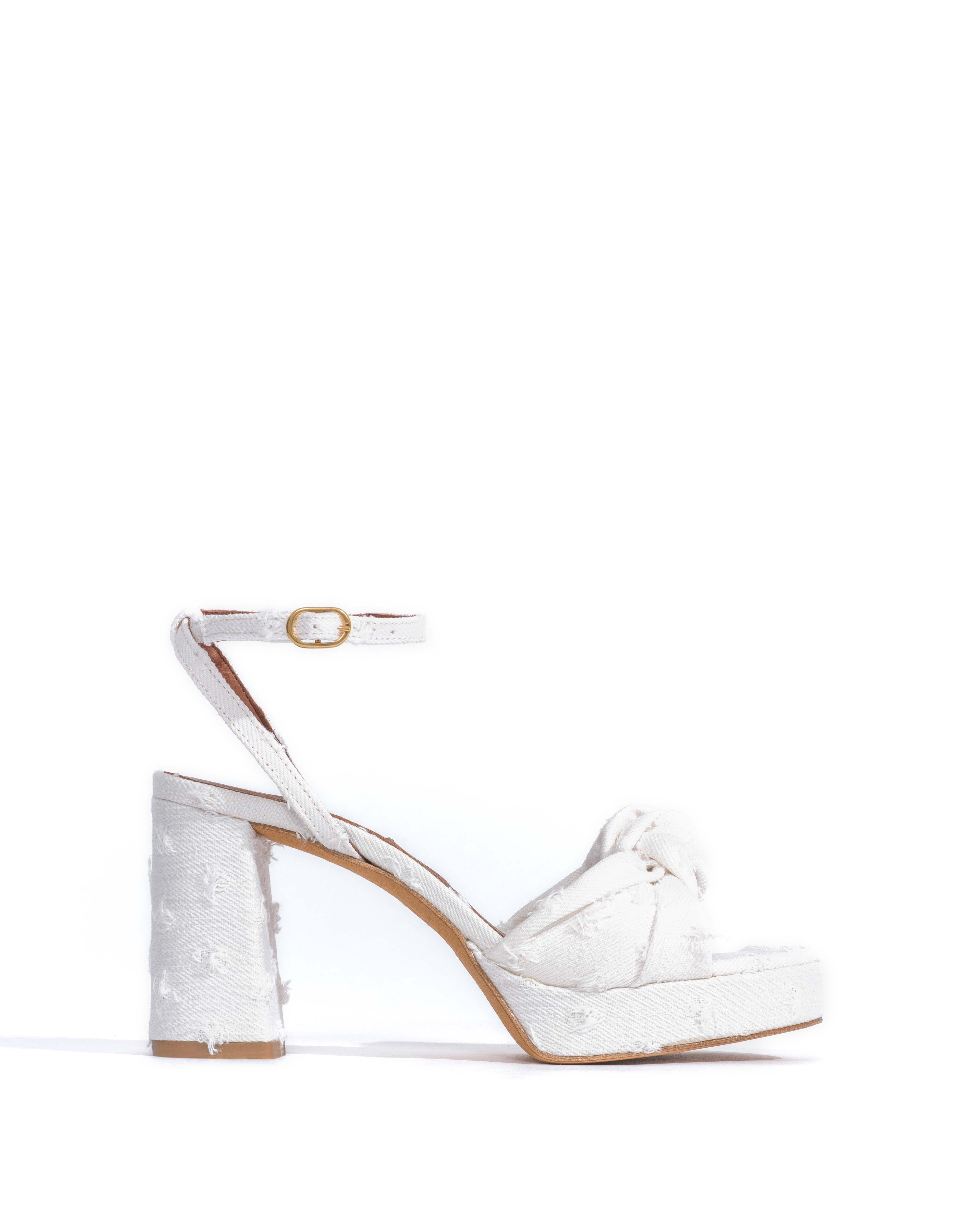 Aliza 85 platform Denim Distressed washed white