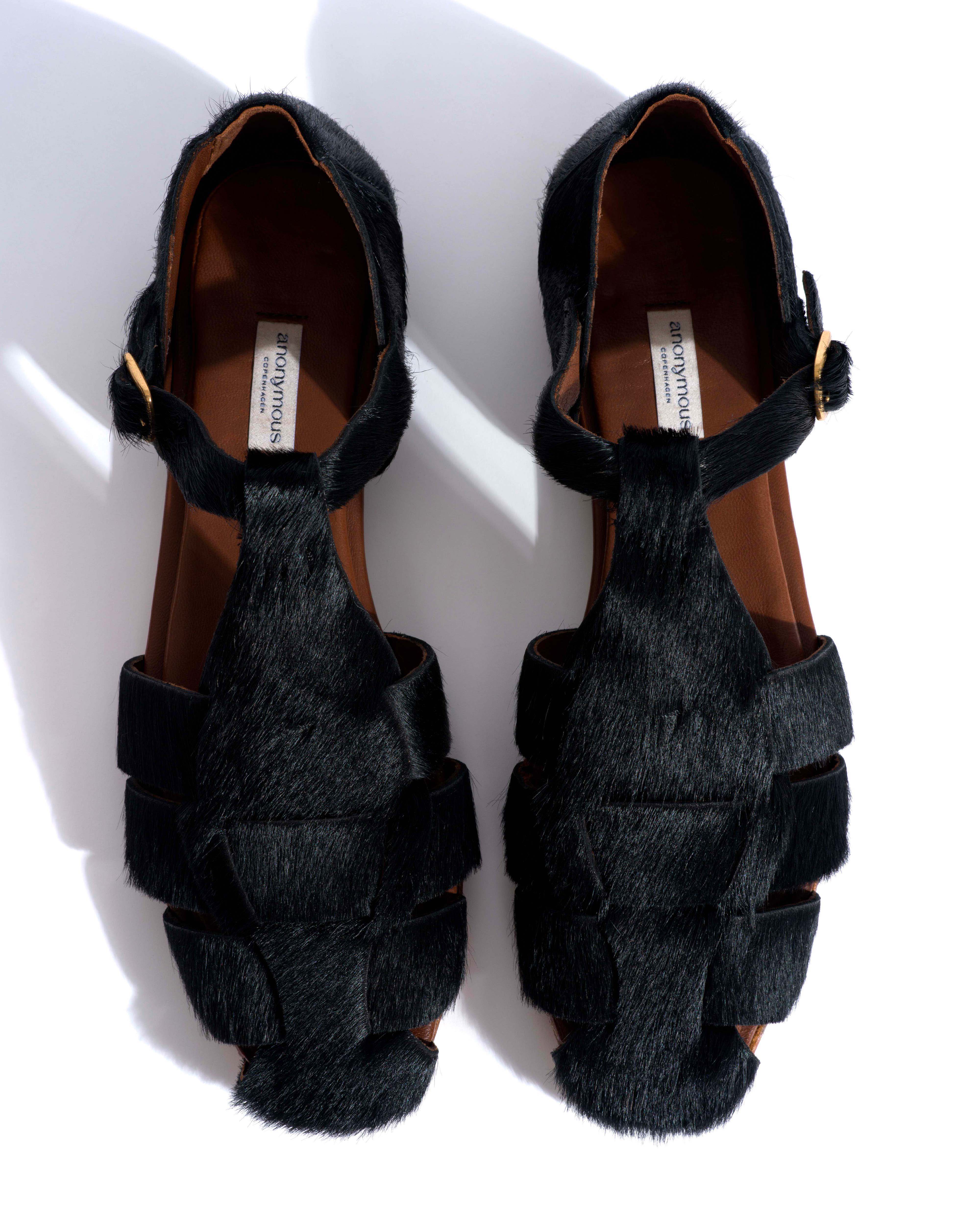 Lain flats Calf hair Black