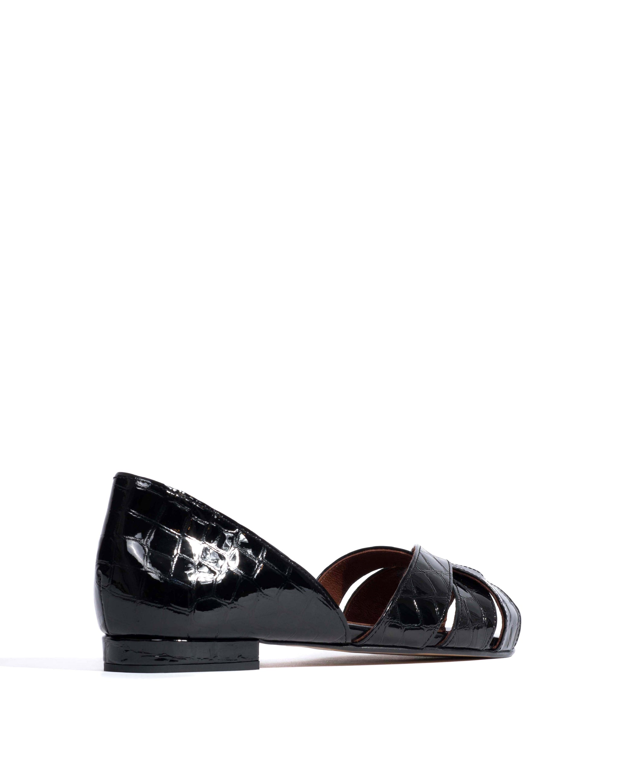 Sanni 20 Polished croco calf Black - Anonymous Copenhagen Flat sandals