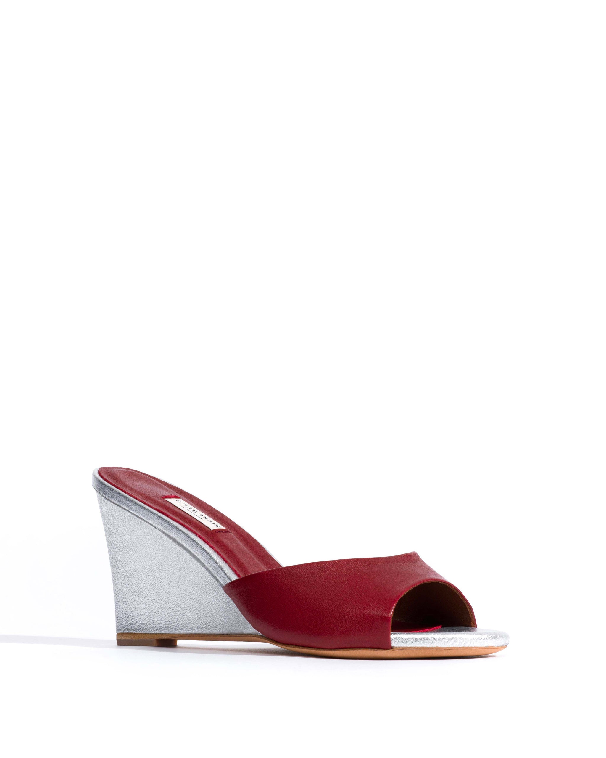 Gwen 75 wedge Shiny lamb & metallic goat Pomegranate & silver - Anonymous Copenhagen Heels