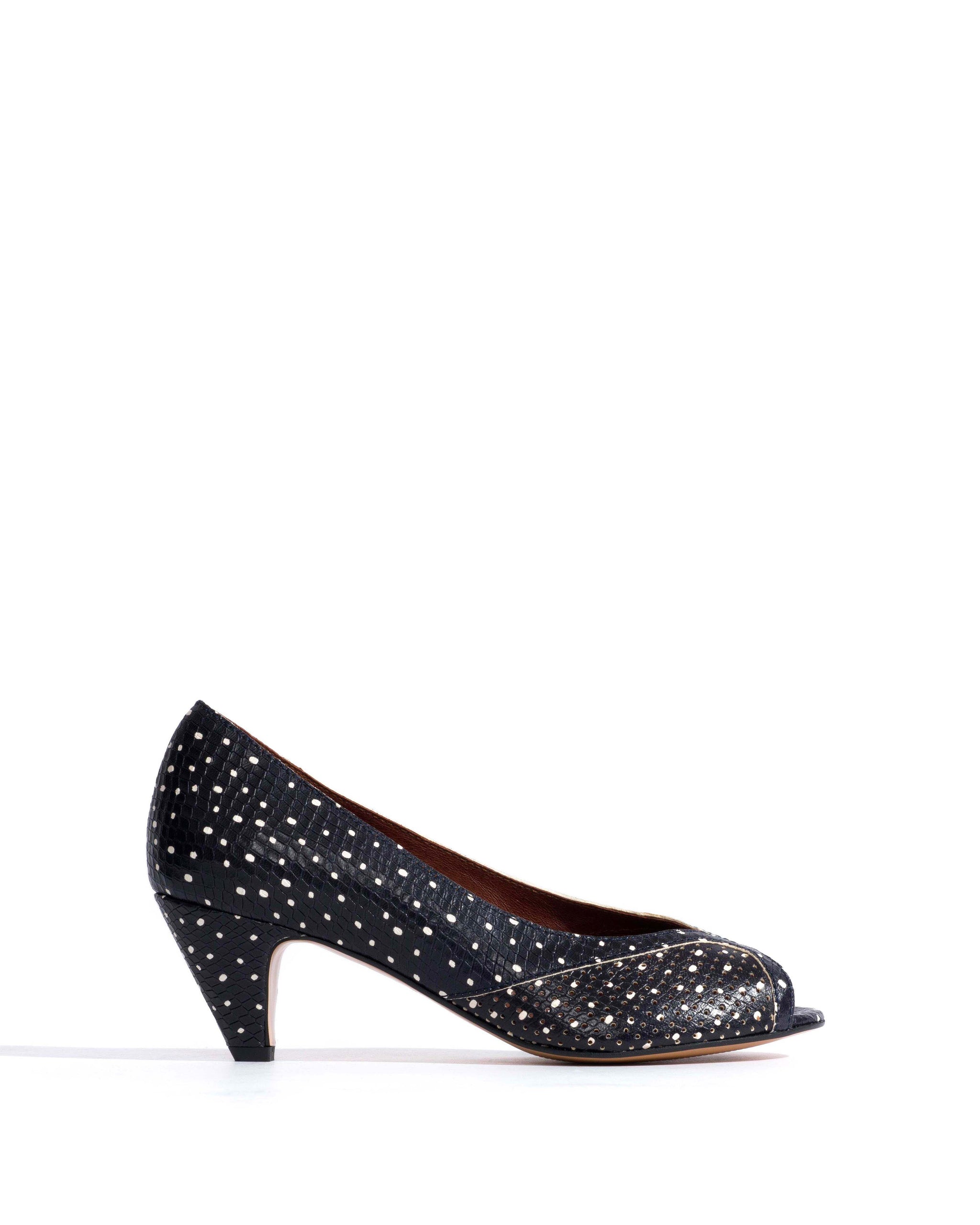 Tiffany stiletto Spotted snake calf Midnight blue