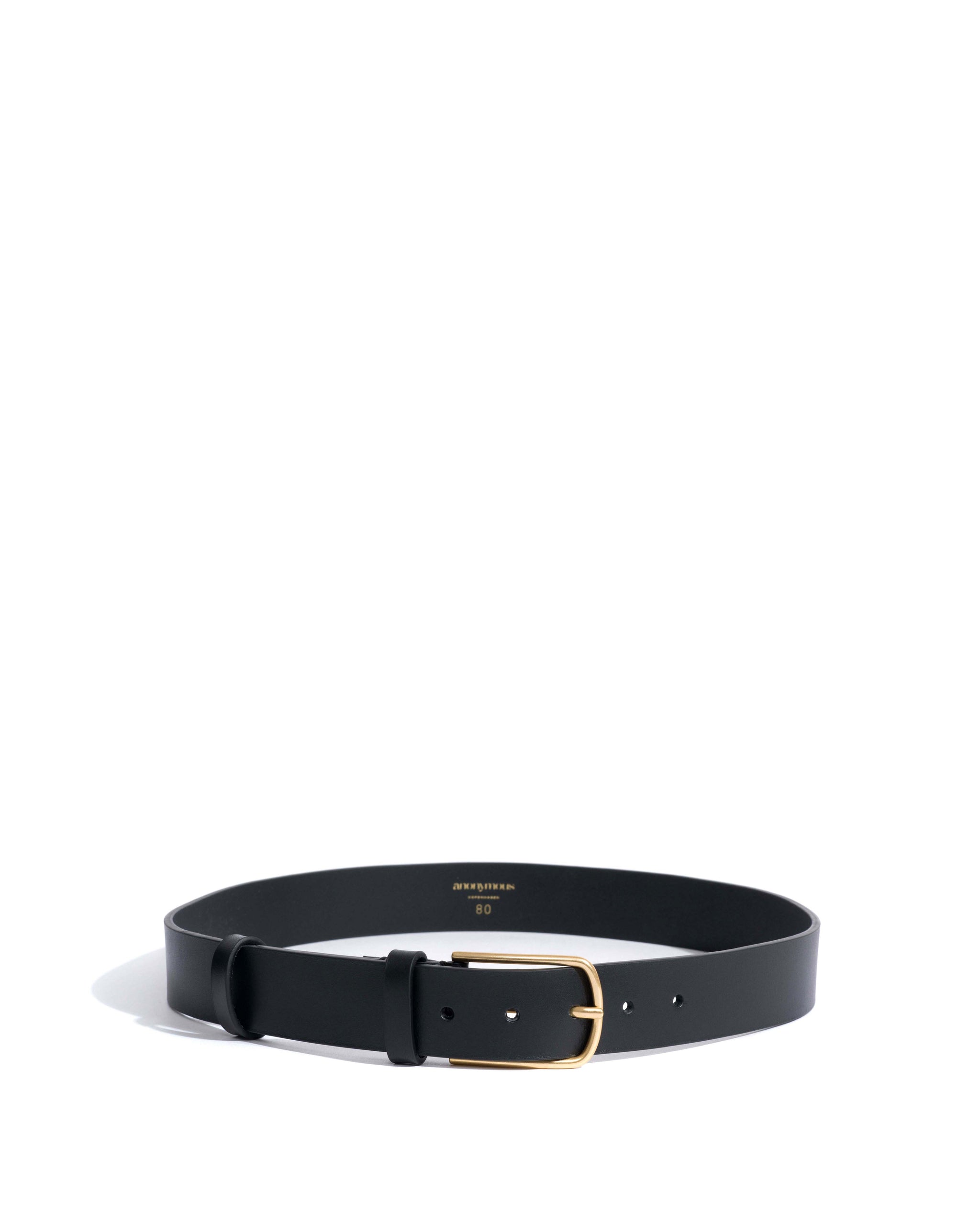Whane simple unisex leather belt Vegetal soft calf & metal Black & gold buckle - Anonymous Copenhagen Belts