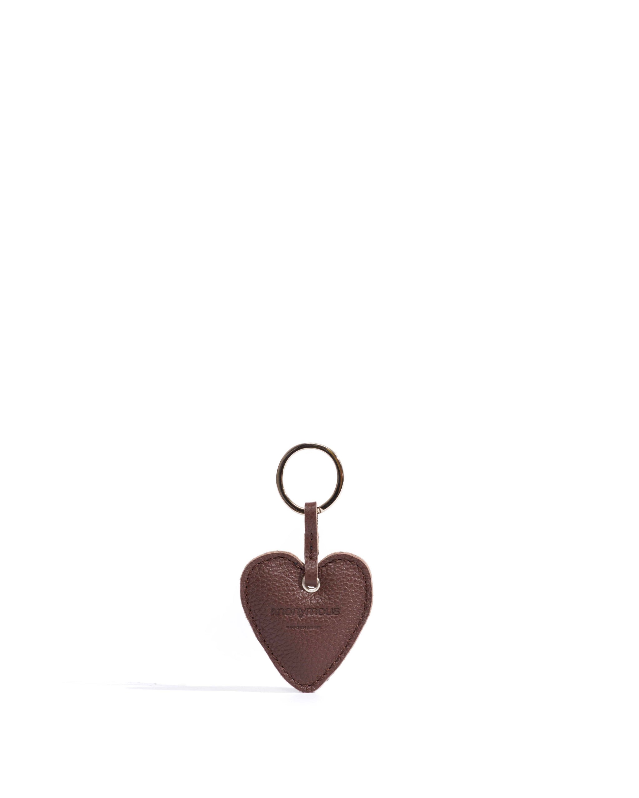 Heart keyring Pebbled soft calf Chocolate - Anonymous Copenhagen Small Leather Goods