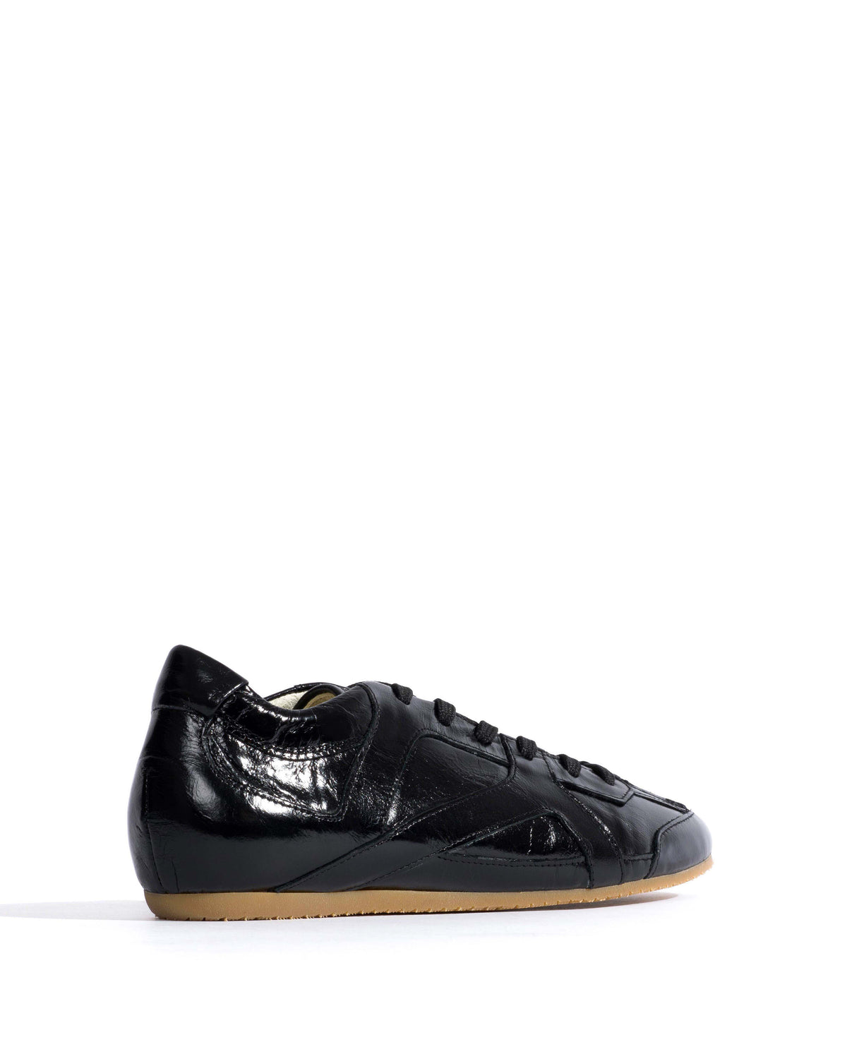 Sneakerina Crinkled polished goat Black