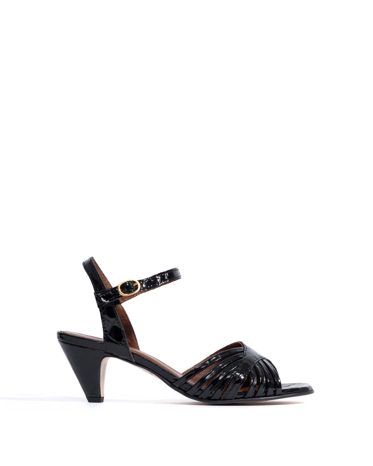 Hermine 50 stiletto Polished croco calf Black