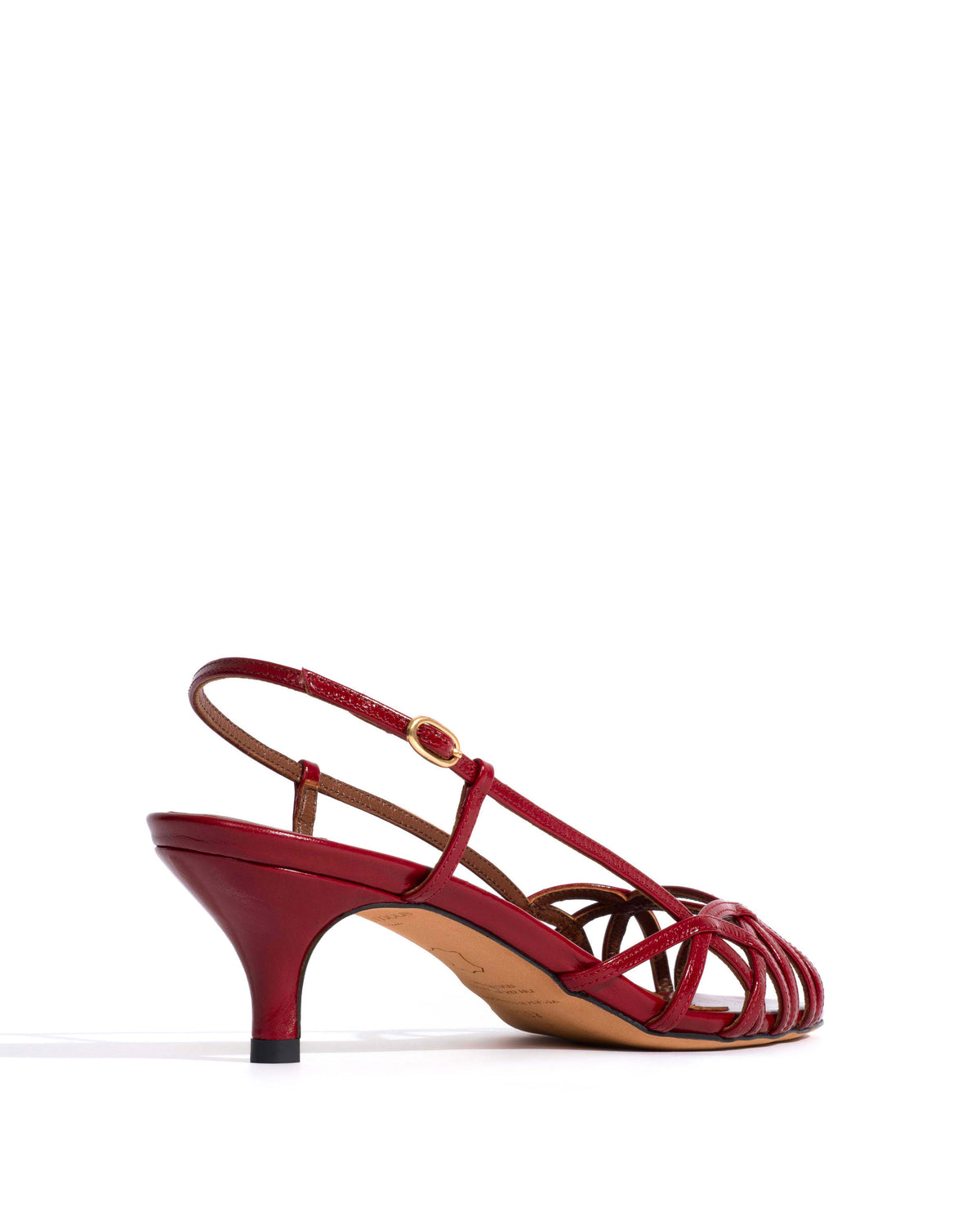 Scarlett 50 kitten Crinkled polished goat Pomegranate
