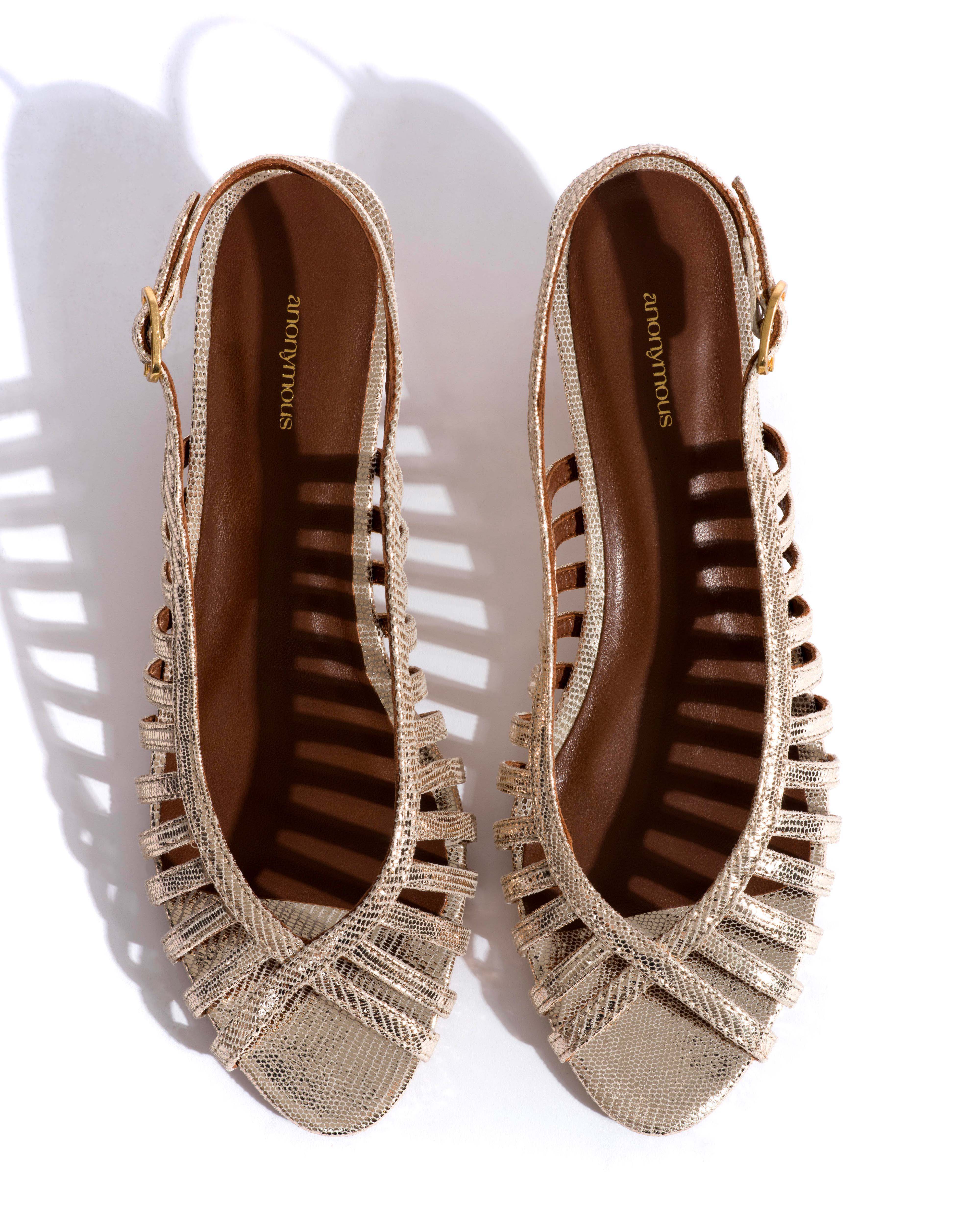 Carminho 40 stiletto Lizard metallic goat Champagne