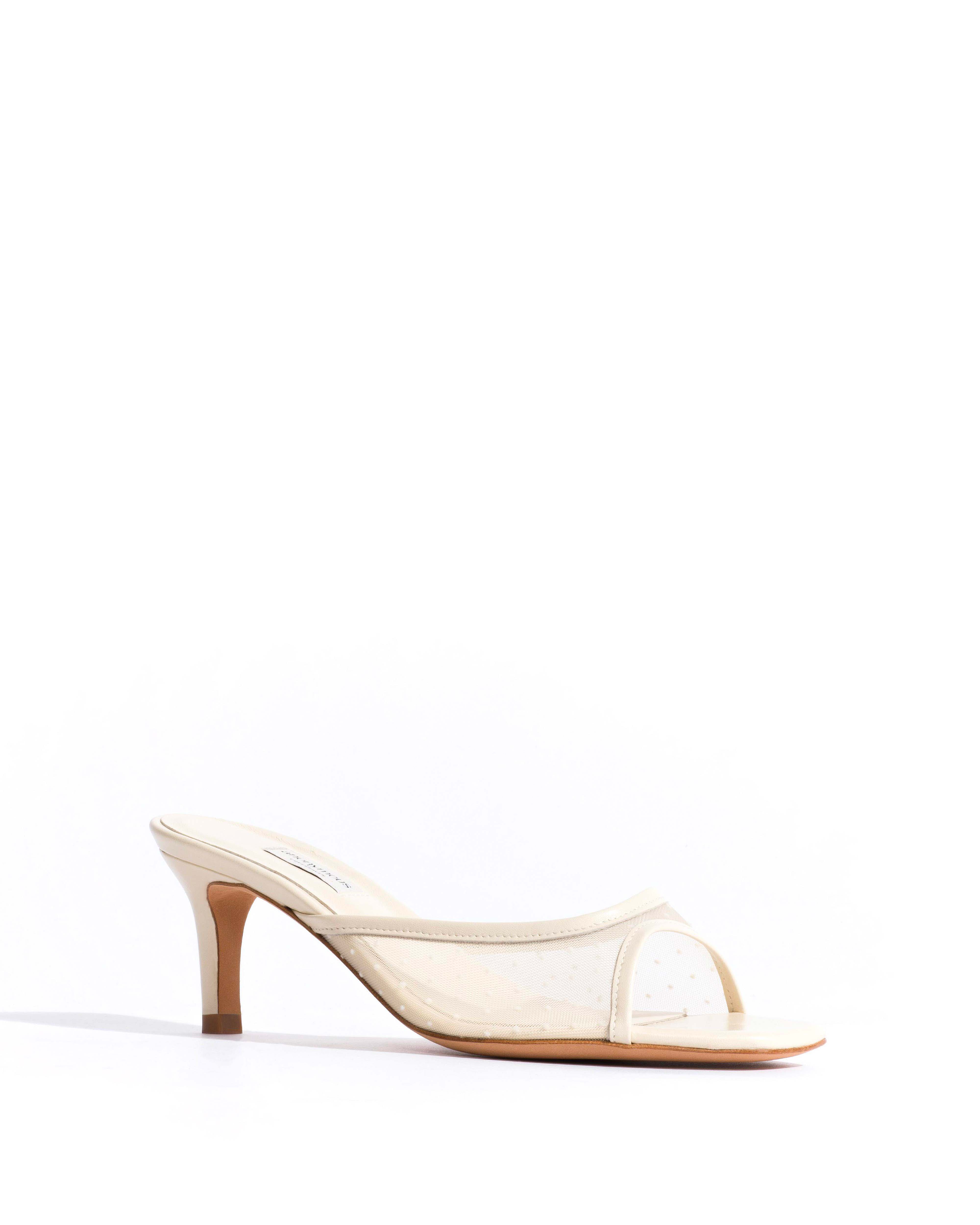 Mazy 55 mesh Shiny lamb & dot velvet mesh White sand