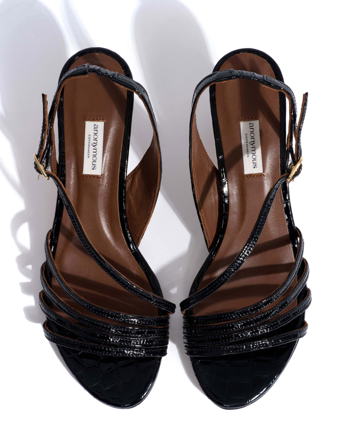 Naia 55 Polished croco calf Black