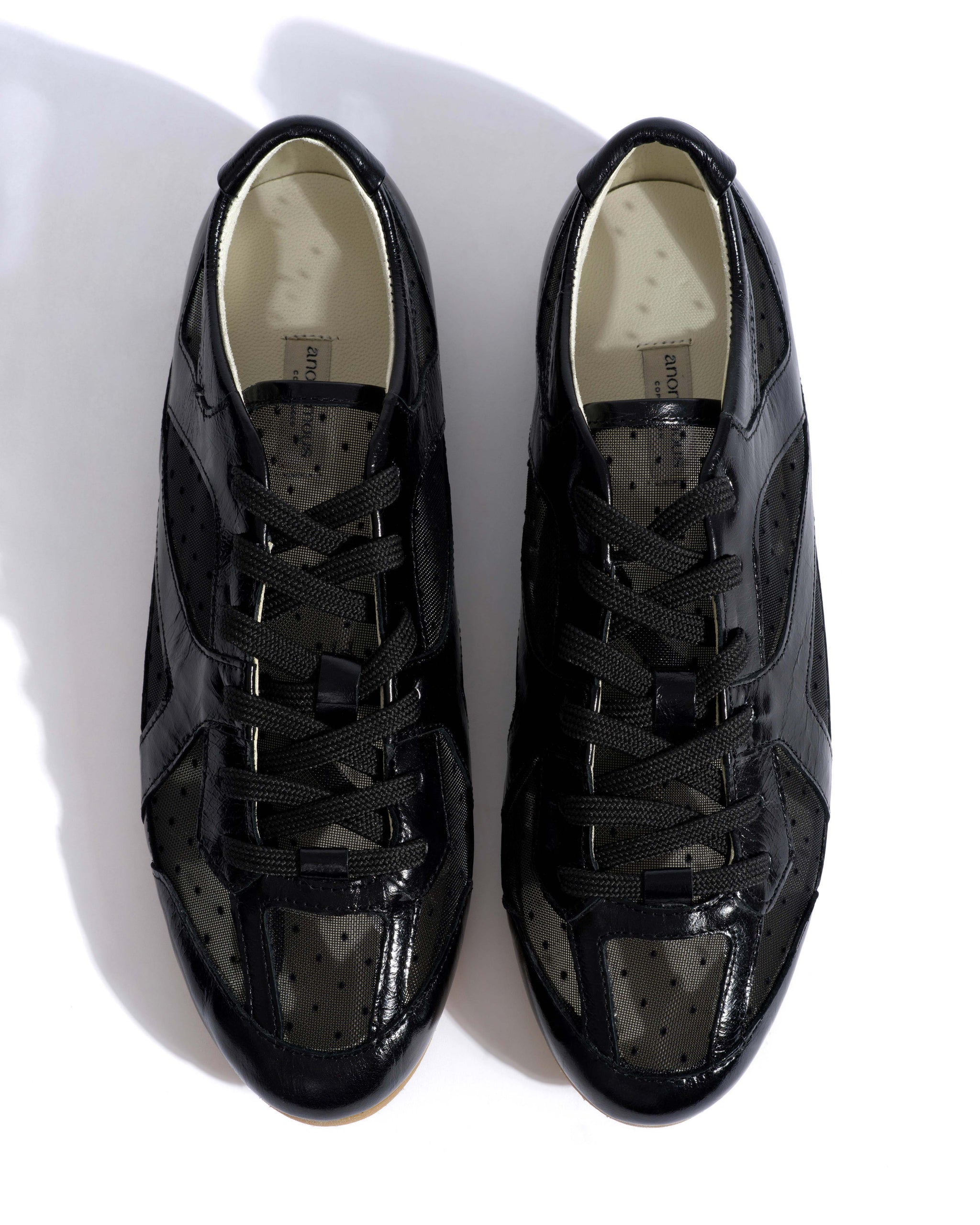Sneakerina Crinkled polished goat & dot velvet mesh Black - Anonymous Copenhagen Sneakers