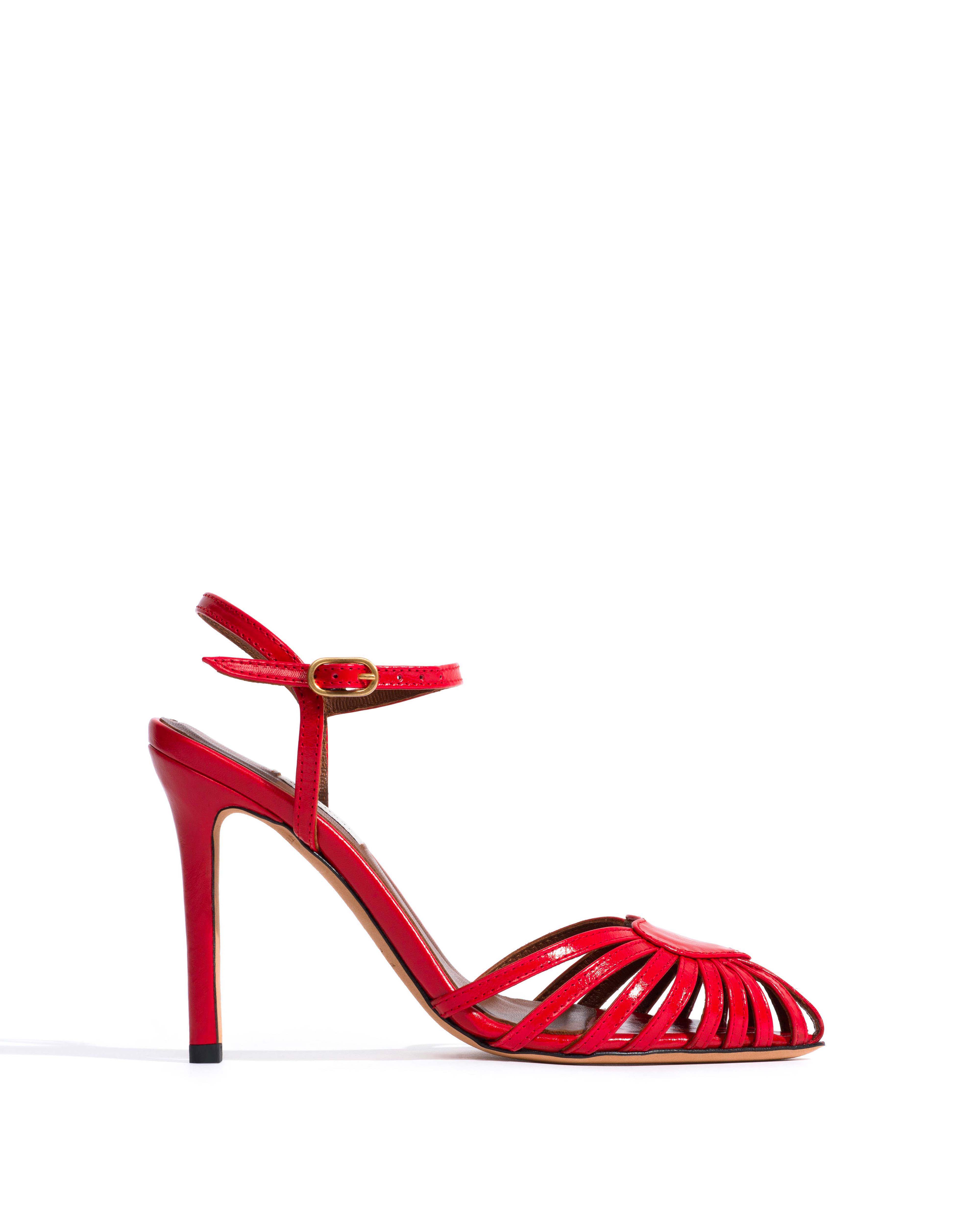 Keesha 100 Crinkled polished goat Scarlet