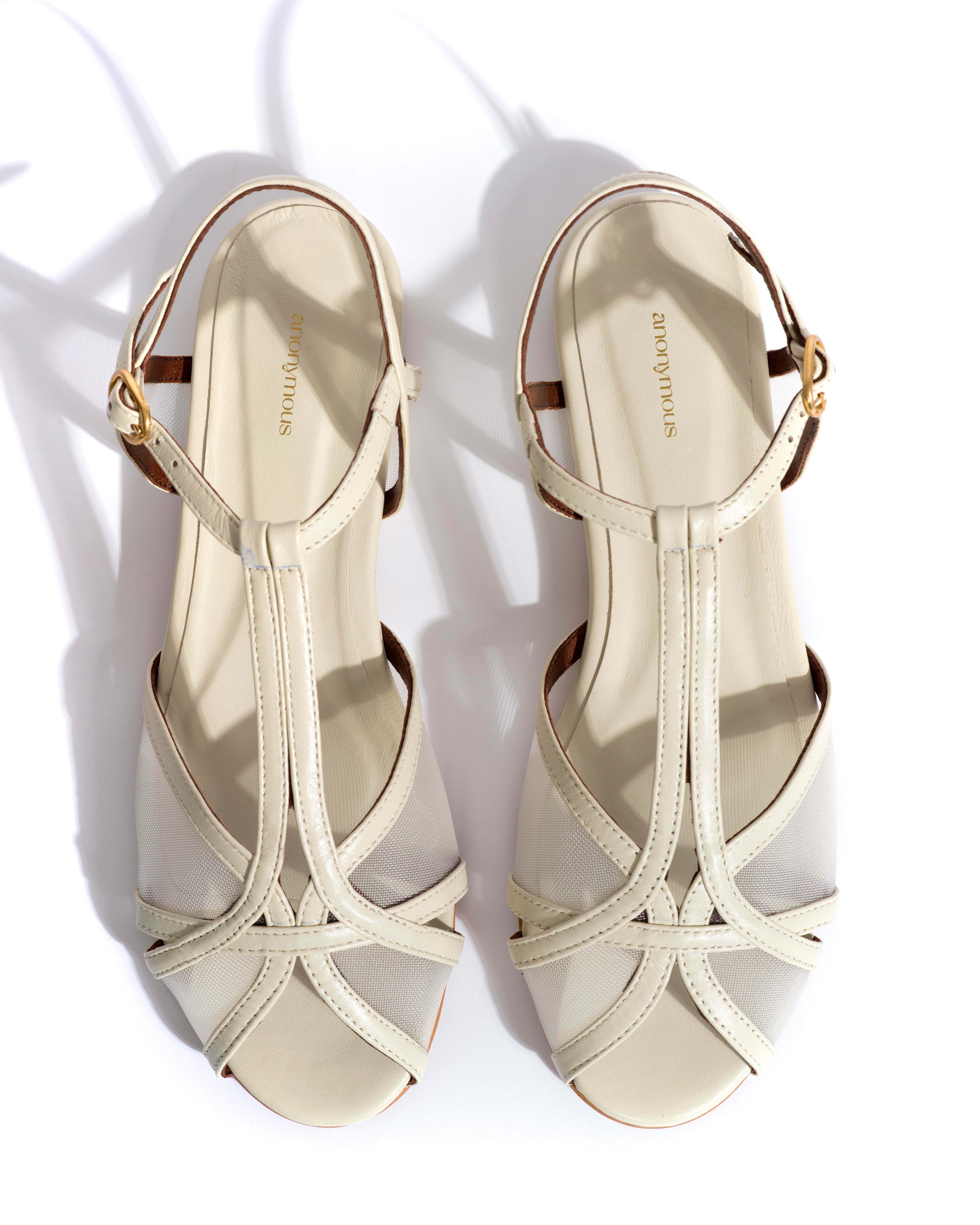 Therese 20 mesh Shiny lamb & mesh White sand