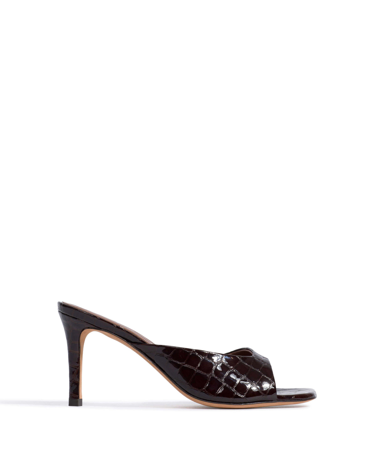 Mazy 75 Polished croco calf Coffee brown