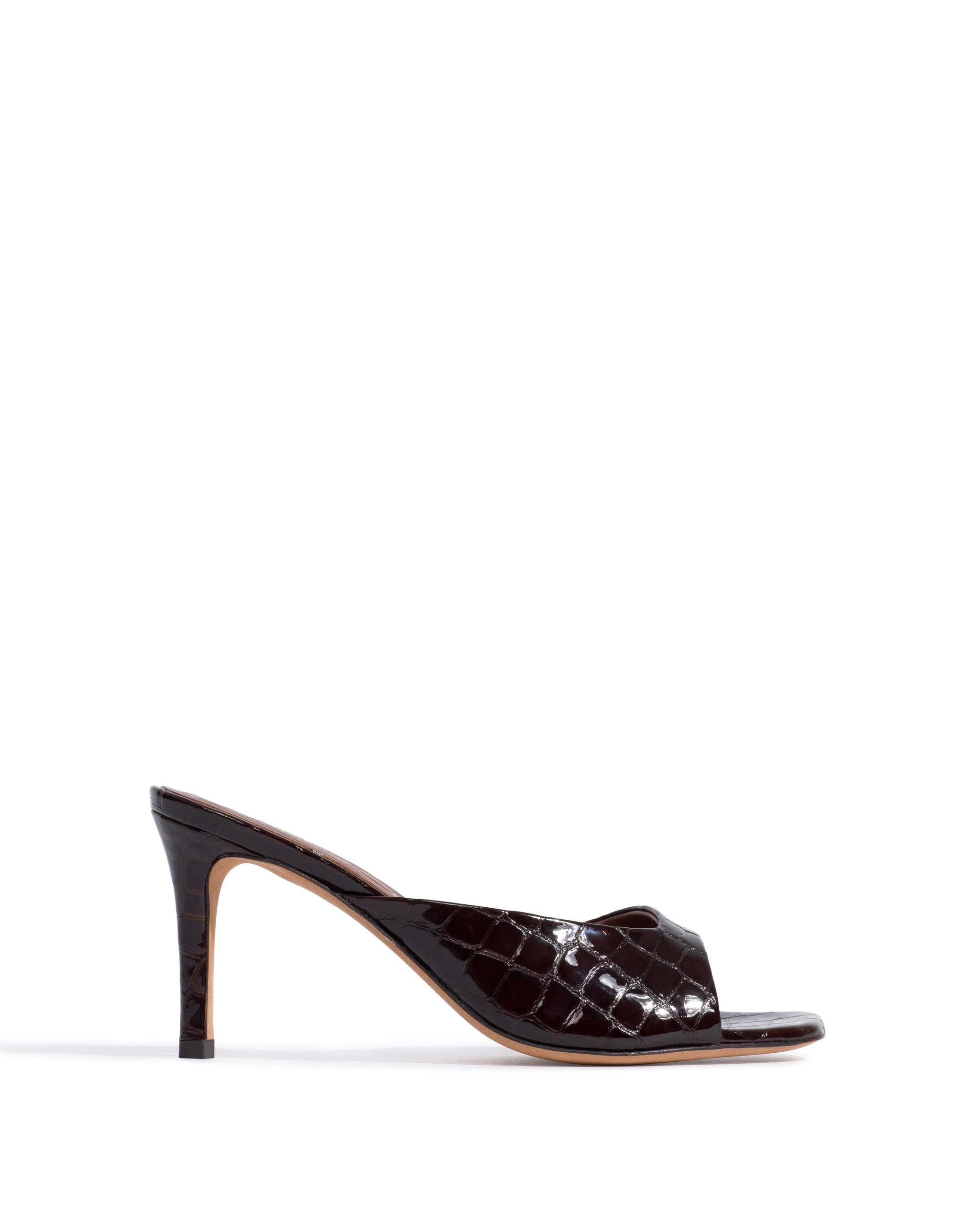 Mazy 75 Polished croco calf Coffee brown